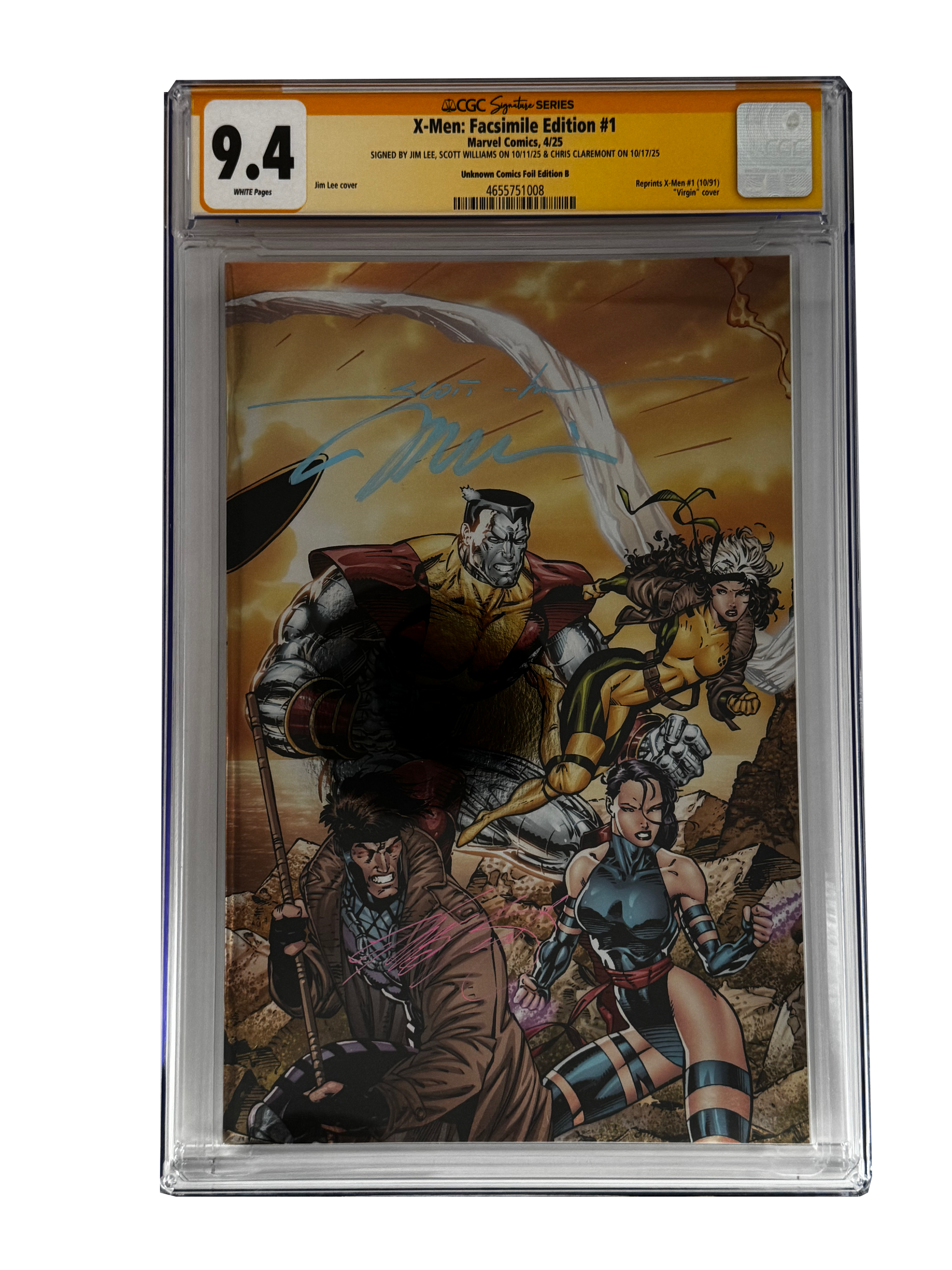 [TRIPLE SIGNED CGC YELLOW LABEL 4 PACK FOIL] X-Men 1991 #1 Facsimile Jim Lee | Claremont | Williams Cover Var [Set #1]