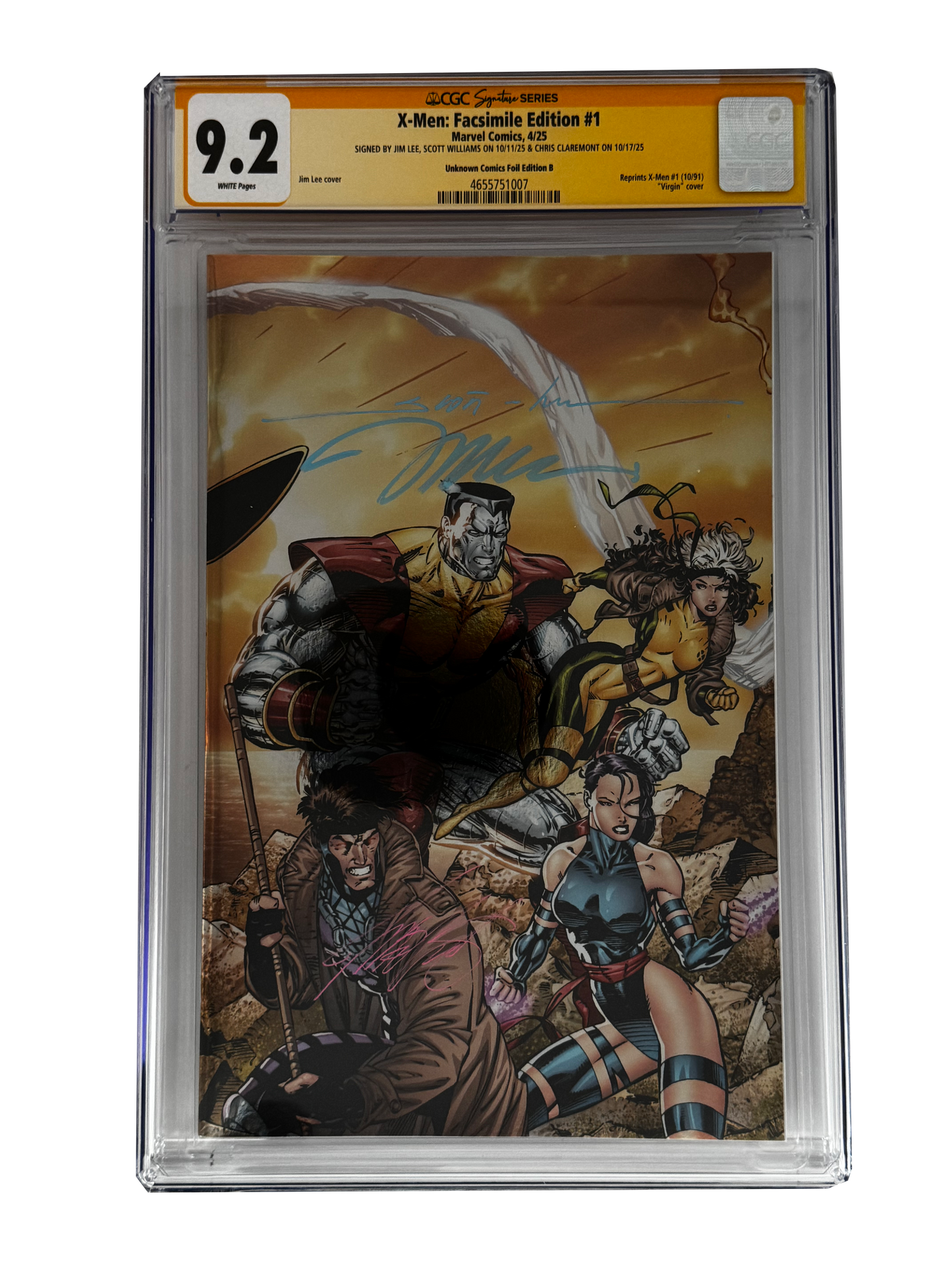[TRIPLE SIGNED CGC YELLOW LABEL 4 PACK FOIL] X-Men 1991 #1 Facsimile Jim Lee | Claremont | Williams Cover Var [Set #4]