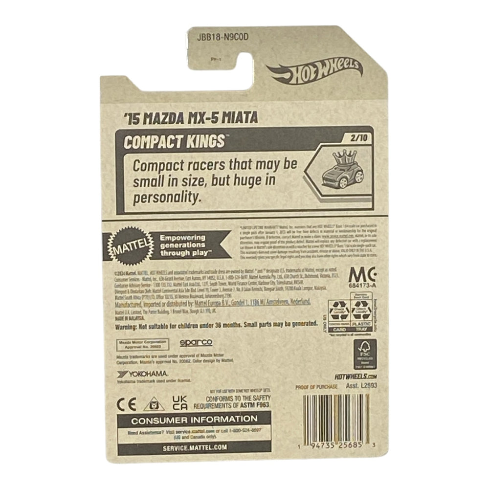 Hot Wheels '15 Mazda MX-5 Miata - Compact Kings Series 2/10 - Collectors World Toys