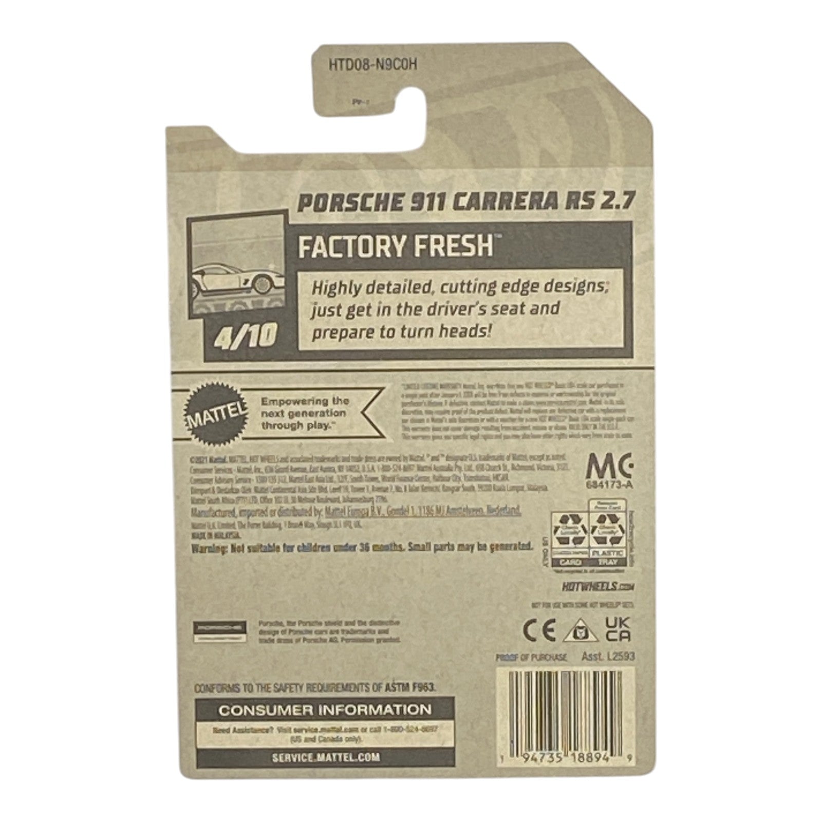 Hot Wheels Porsche 911 Carrera RS 2.7 - Factory Fresh Series 4/10 - Collectors World Toys