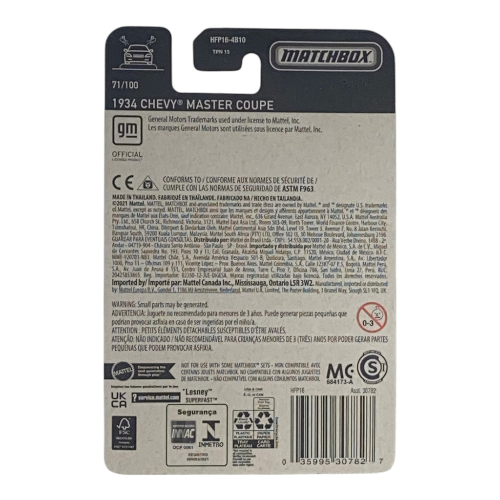Matchbox 1934 Chevy Master Coupe - Matchbox Series 71/100 - Collectors World Toys