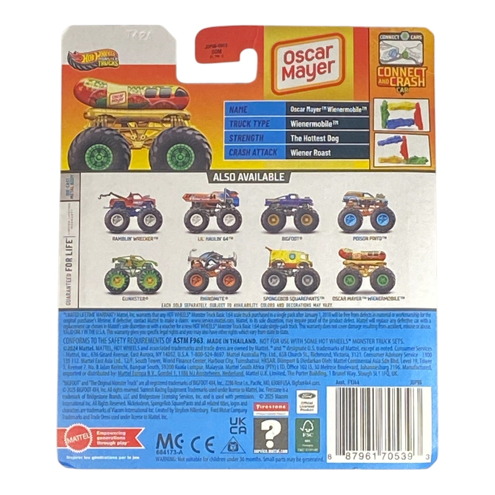 Hot Wheels Snack Pack Oscar Mayer Wienermobile - Monster Trucks Series
