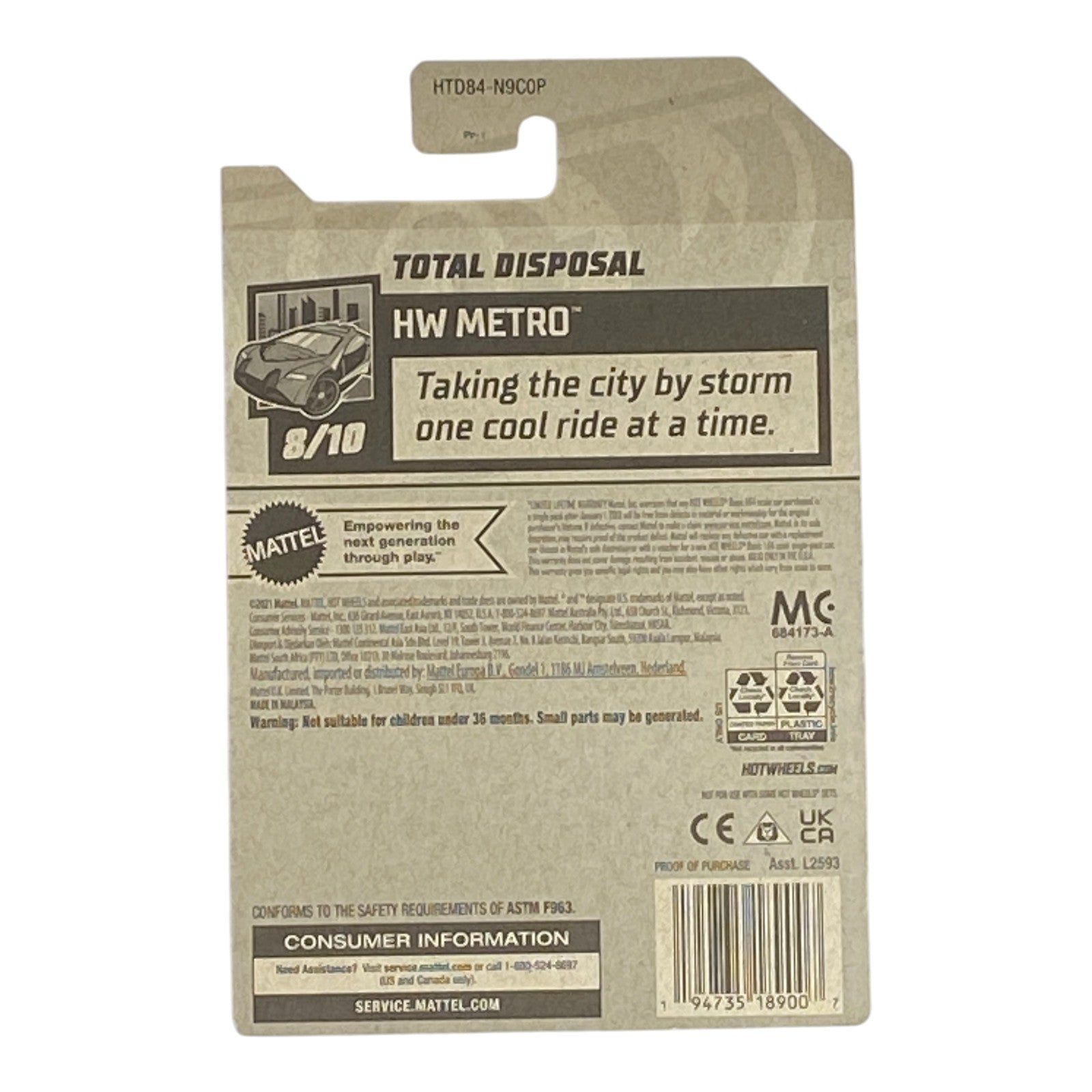 Hot Wheels Total Disposal - Metro Series 8/10 - Collectors World Toys