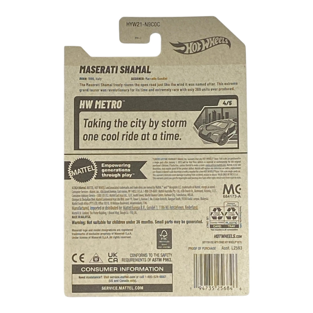 Hot Wheels Maserati Shamal - HW Metro Series 4/5 - Collectors World Toys