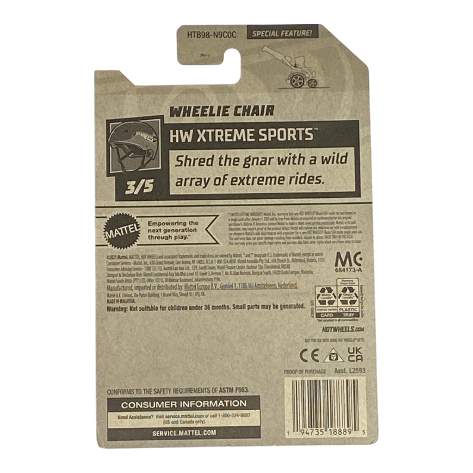 Hot Wheels Wheelie Chair - HW Xtreme Sports Series 3/5 - Collectors World Toys