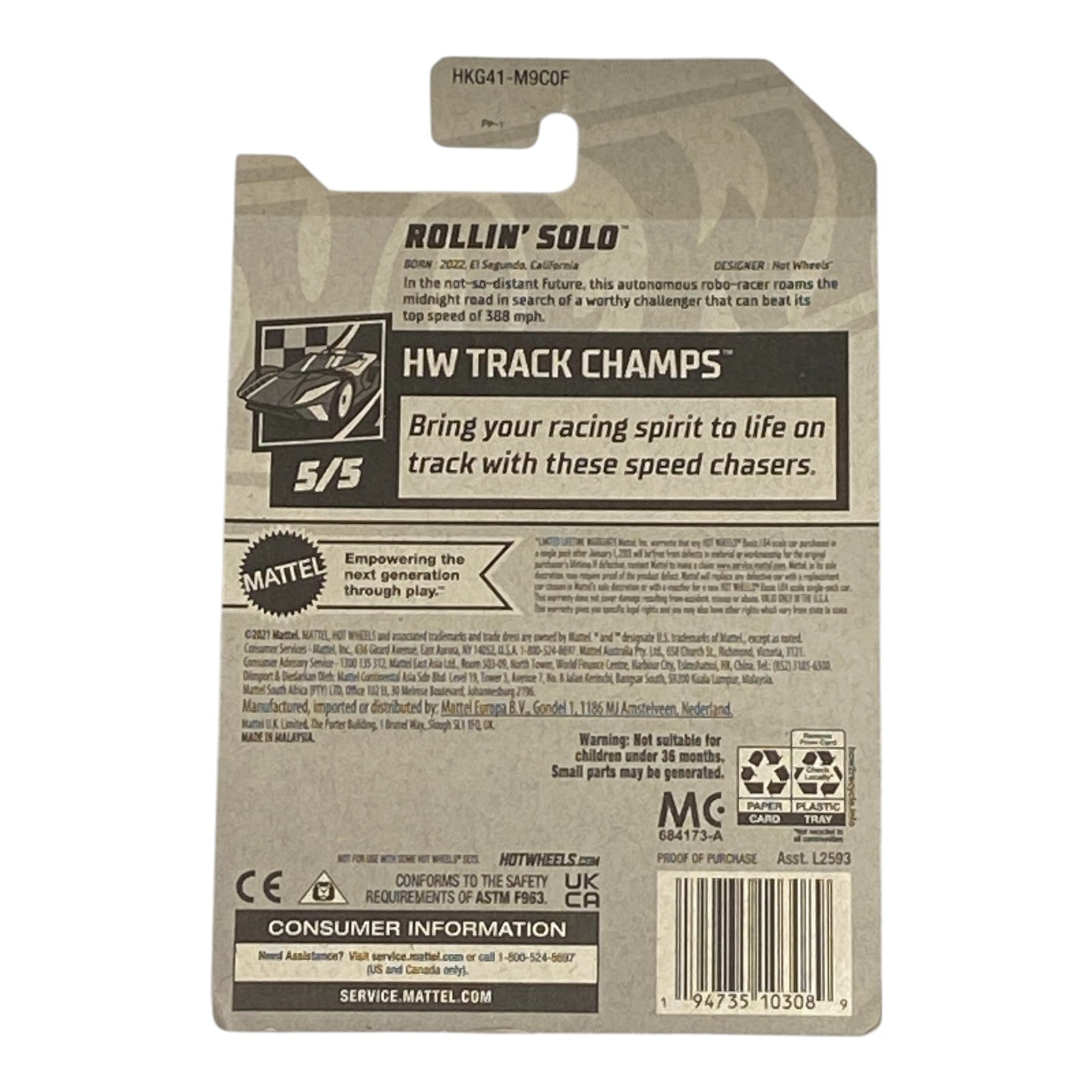 Hot Wheels Rollin' Solo - HW Track Champs Series 5/5 - Collectors World Toys