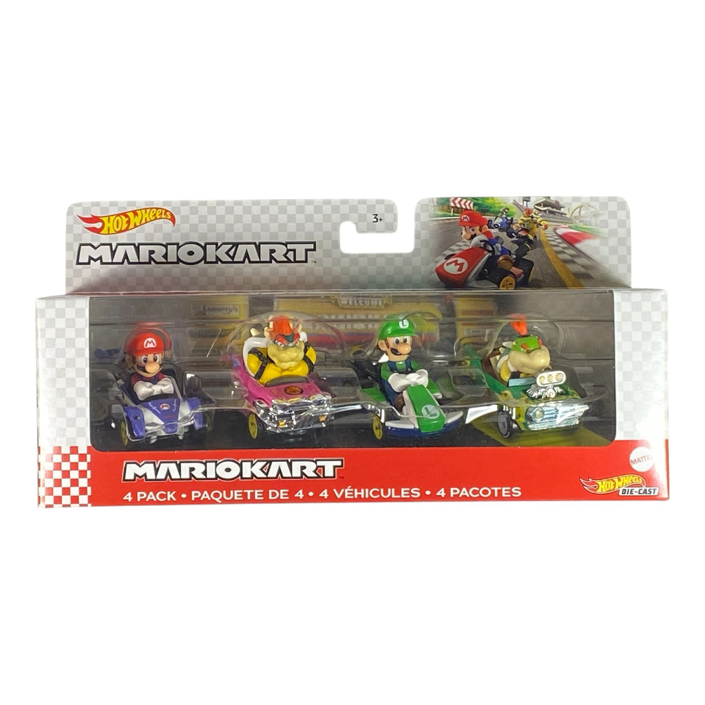 Hot Wheels Mario Kart Vehicle 4-Pack - Mario, Bowser, Luigi, and Bowser Jr. - Collectors World Toys