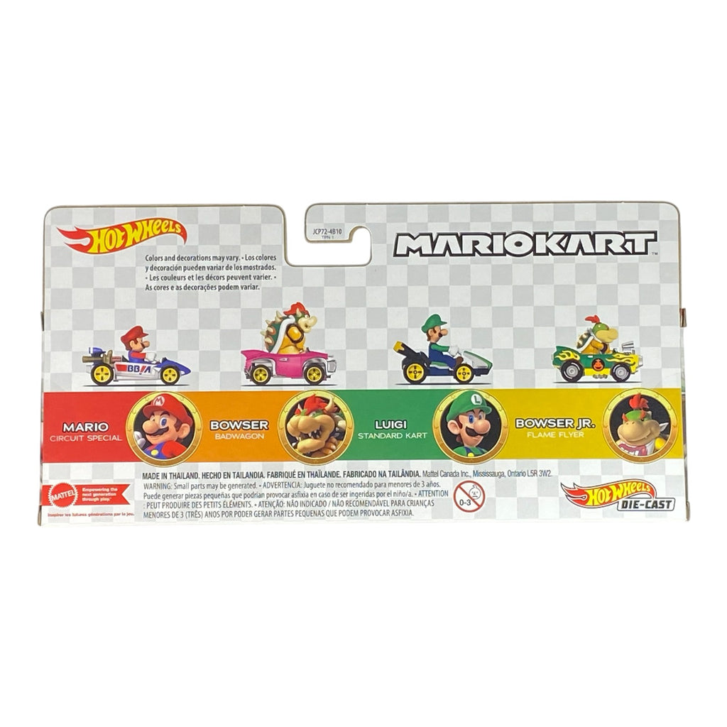 Hot Wheels Mario Kart Vehicle 4-Pack - Mario, Bowser, Luigi, and Bowser Jr. - Collectors World Toys