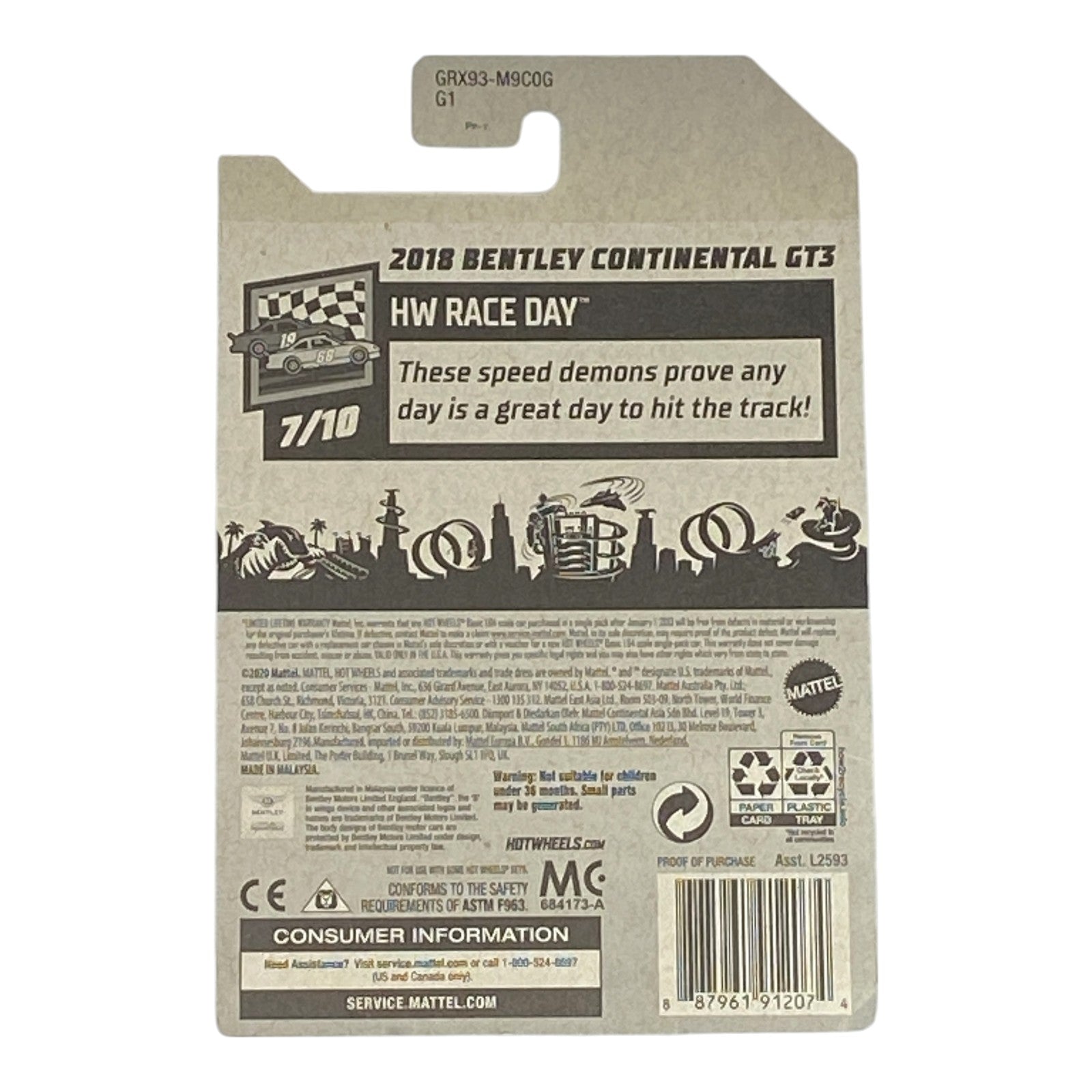 Hot Wheels 2018 Bentley Continental GT3 - HW Race Day Series 7/10 - Collectors World Toys