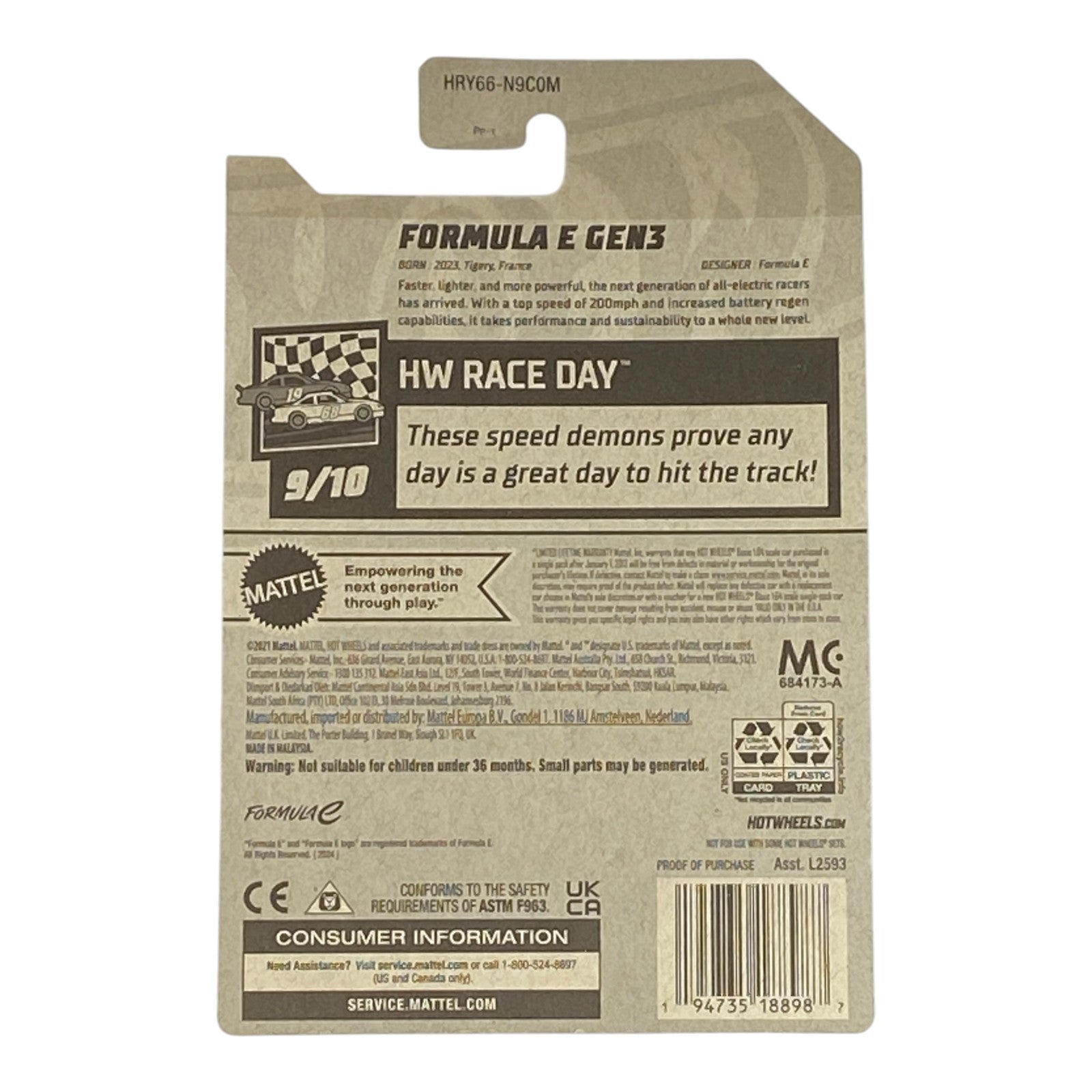 Hot Wheels Formula E Gen3 - HW Race Day Series 9/10 - Collectors World Toys