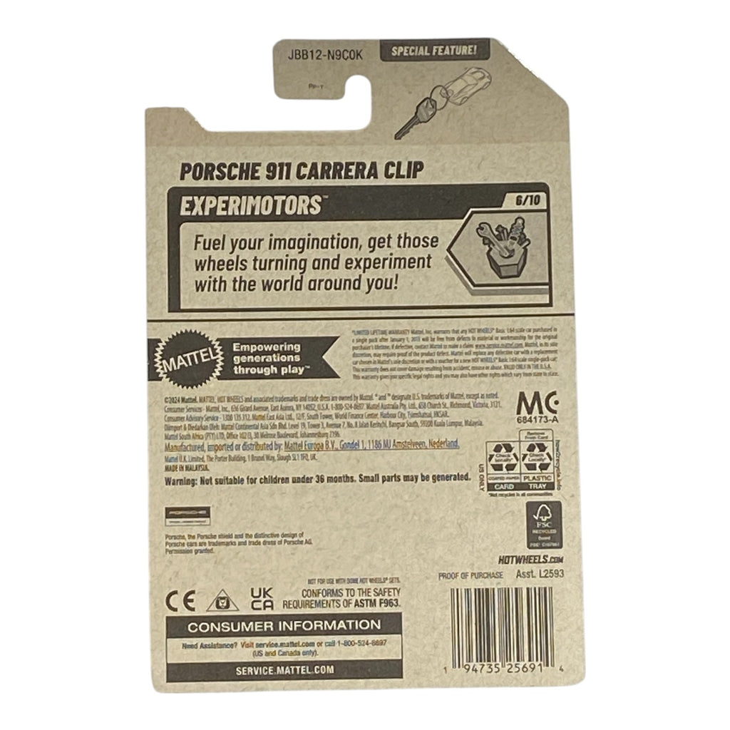 Hot Wheels Porsche 911 Carrera Clip - Experimotors Series 6/10 - Collectors World Toys