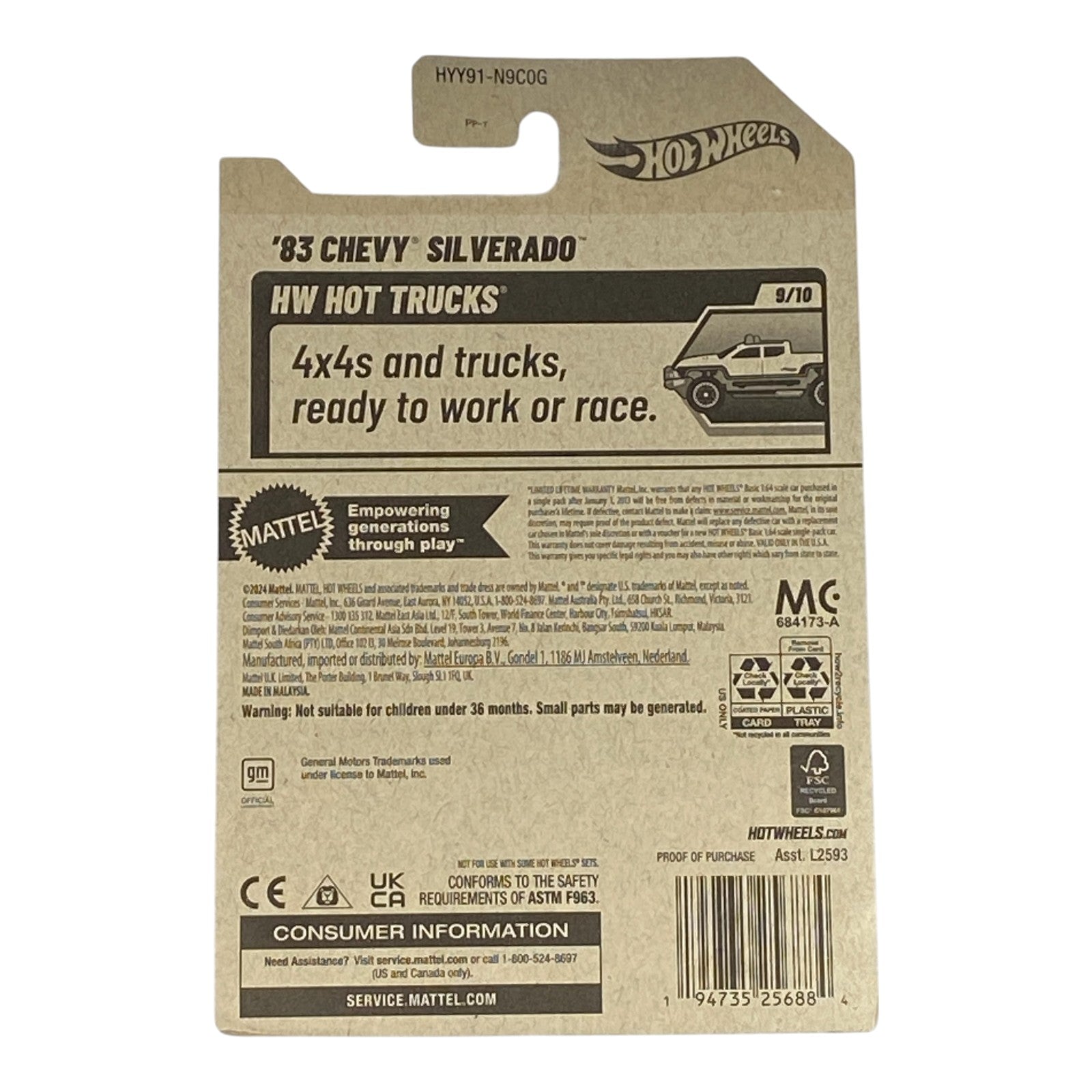 Hot Wheels '83 Chevy Silverado - HW Hot Trucks Series 9/10 - Collectors World Toys