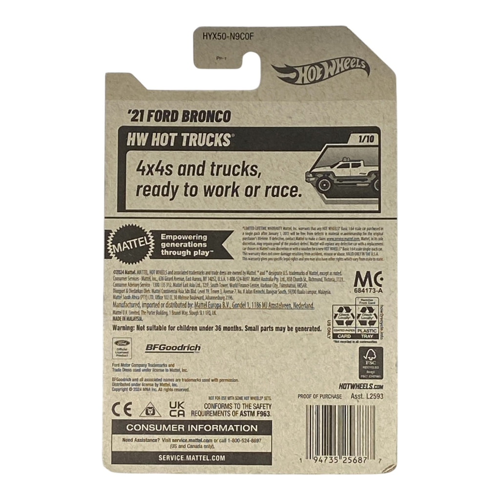 Hot Wheels Ford Bronco - 2021 Model from Hot Trucks Series 1/10 - Collectors World Toys
