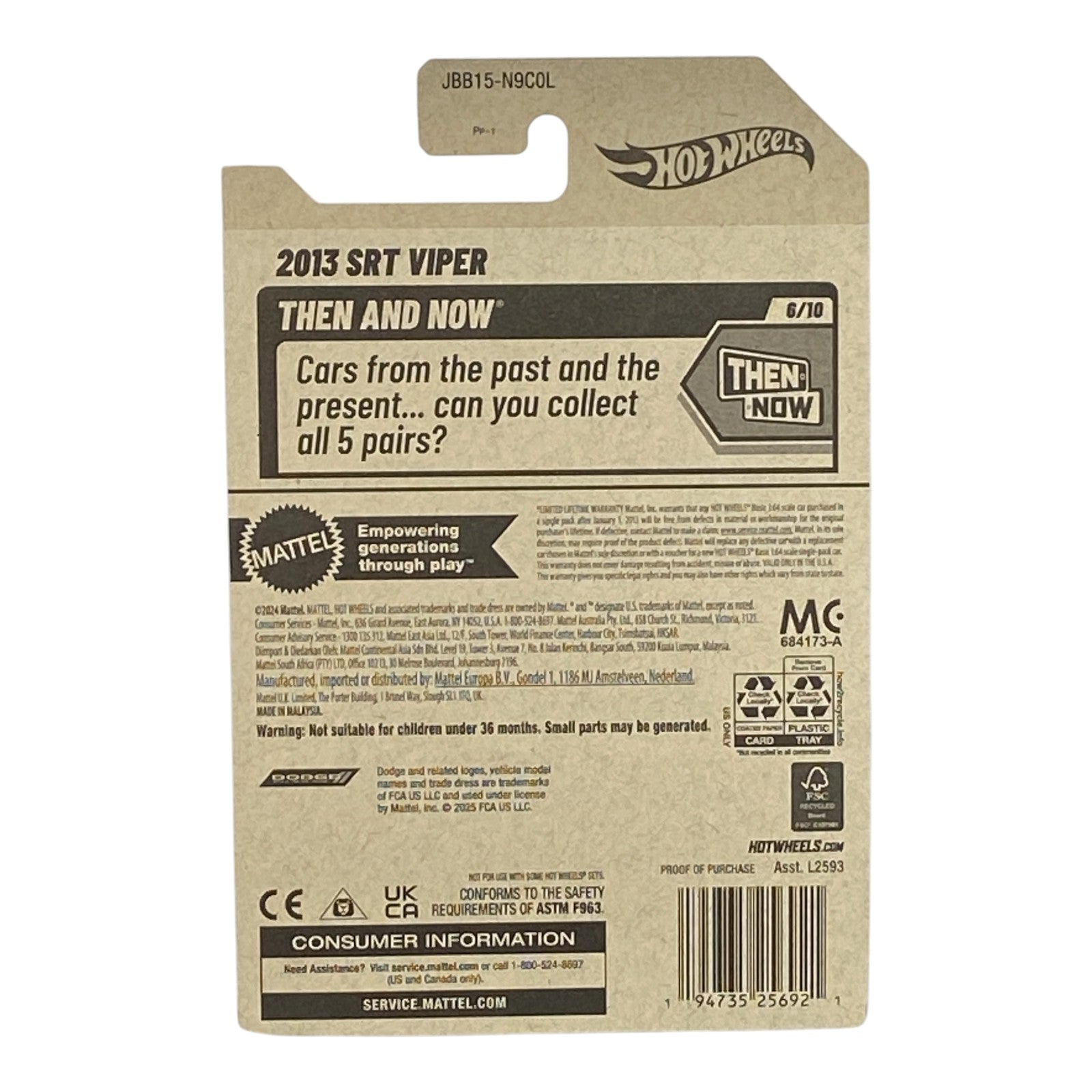 Hot Wheels 2013 SRT Viper - Then and Now Series 6/10 - Collectors World Toys