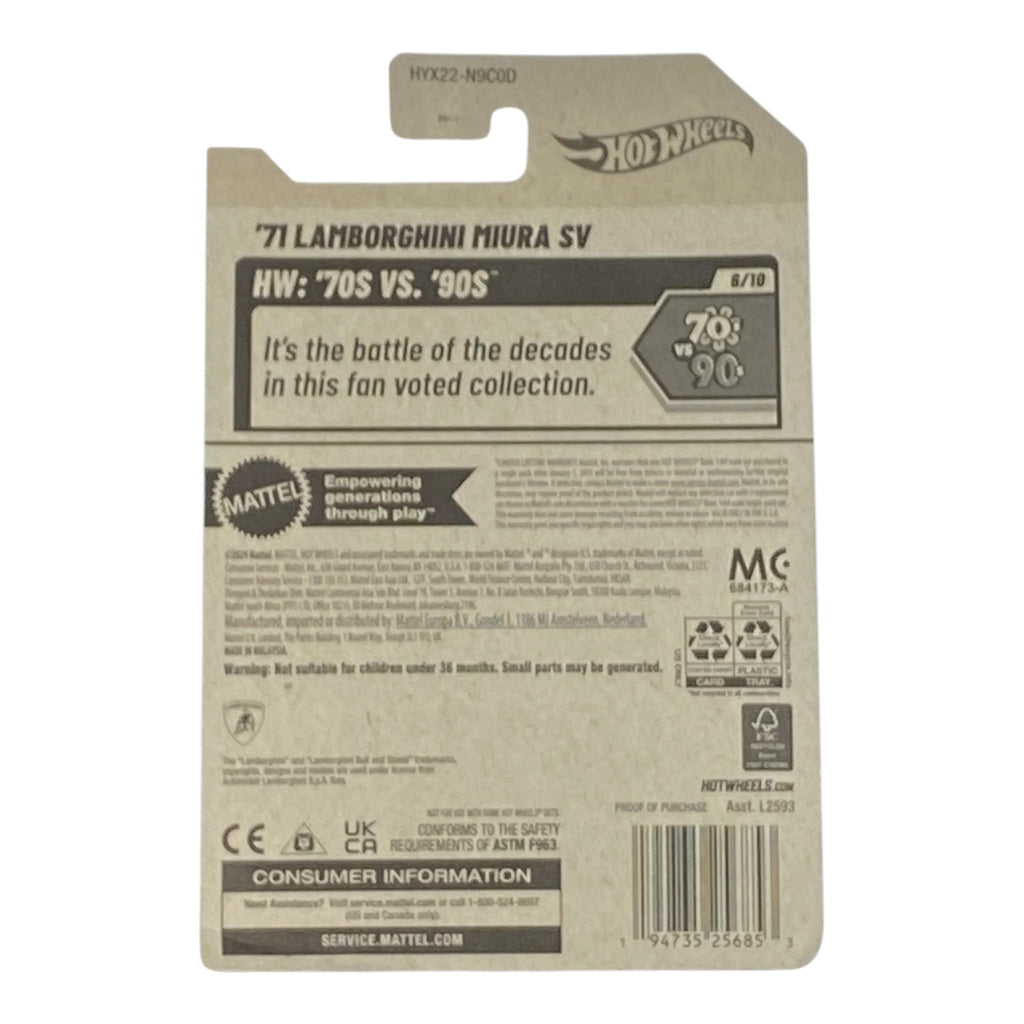 Hot Wheels '71 Lamborghini Miura SV - HW: '70s VS '90s Series 6/10 - Collectors World Toys