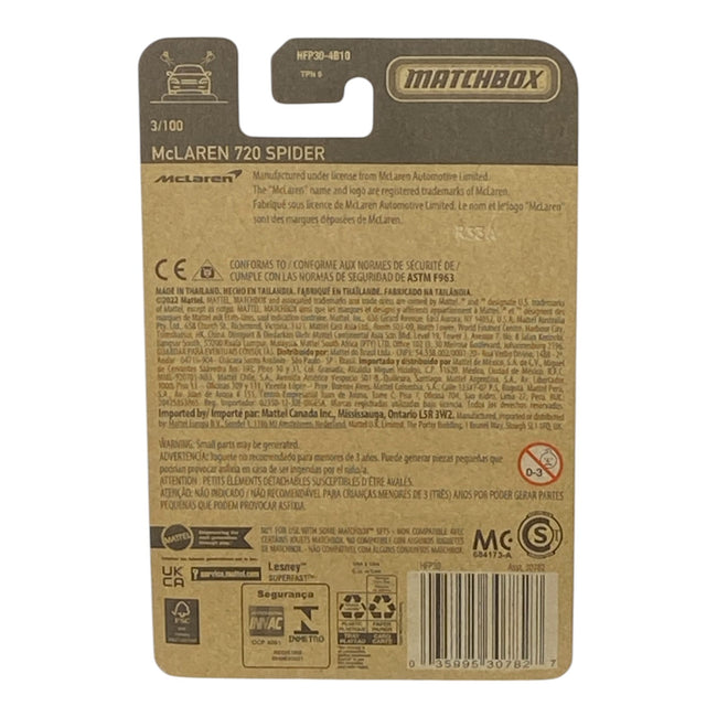 Matchbox McLaren 720 Spider - Matchbox Series 3/100 Main Image