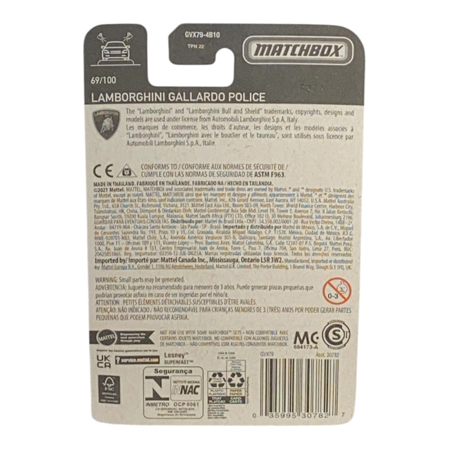 Matchbox Lamborghini Gallardo Police - Matchbox Series 69/100 Main Image