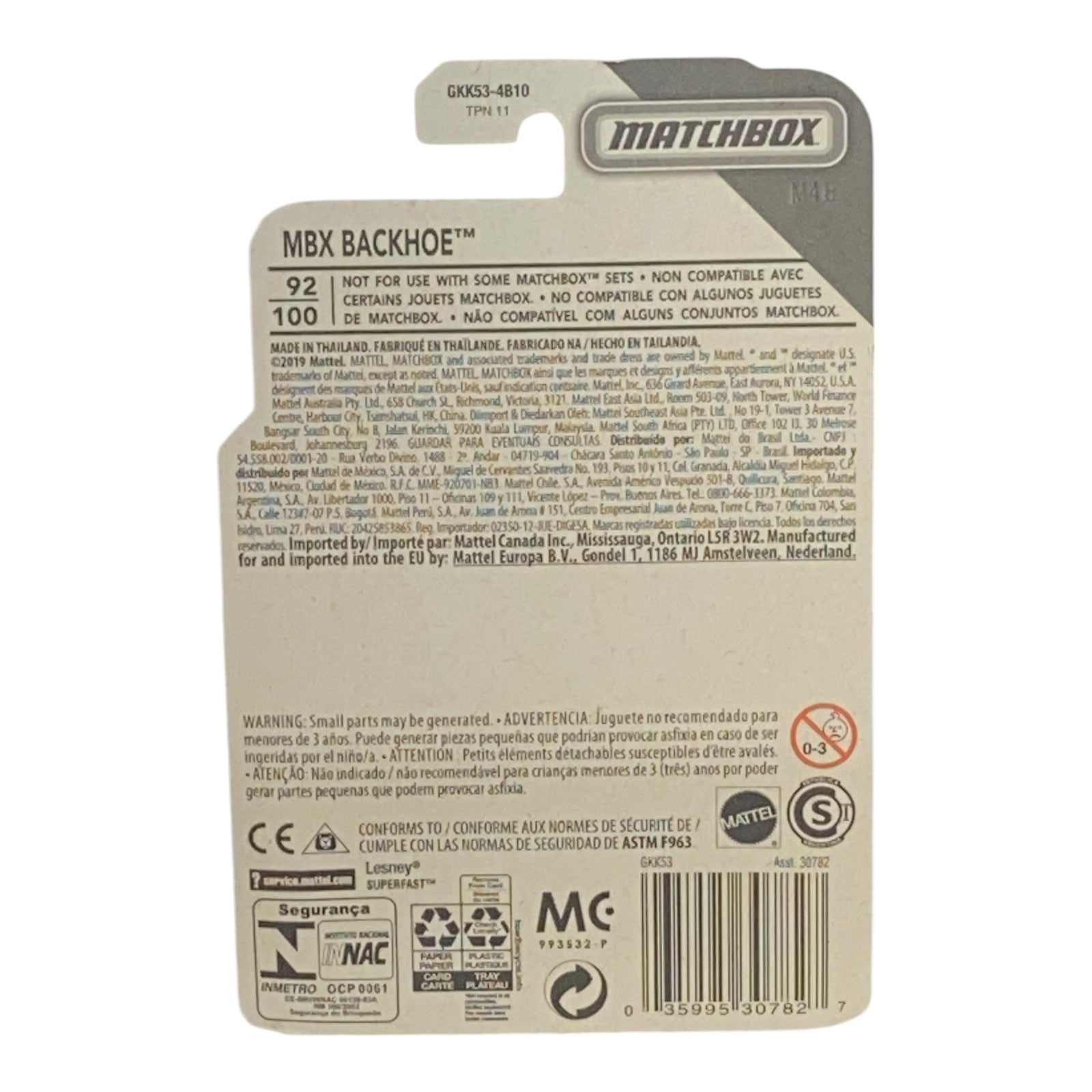 Matchbox MBX Backhoe - Countryside Series 92/100 -