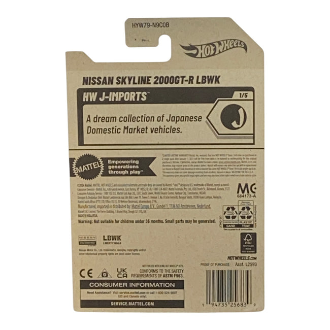 Hot Wheels Nissan Skyline 2000GT-R LBWK - J-Imports Series 1/5 Main Image