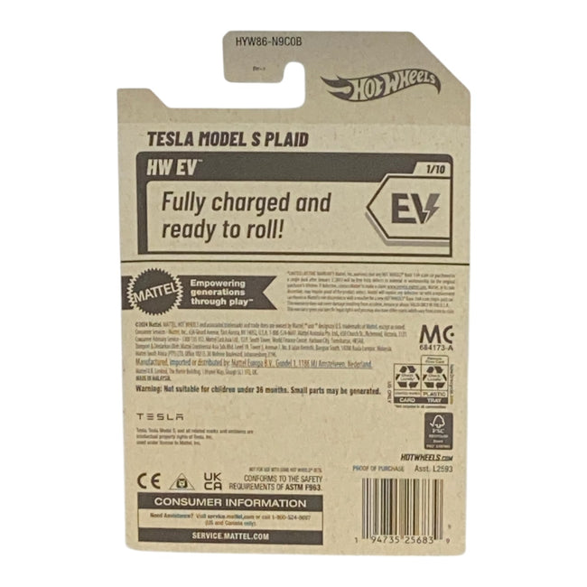 Hot Wheels Tesla Model S Plaid - EV Series 1/10 Main Image