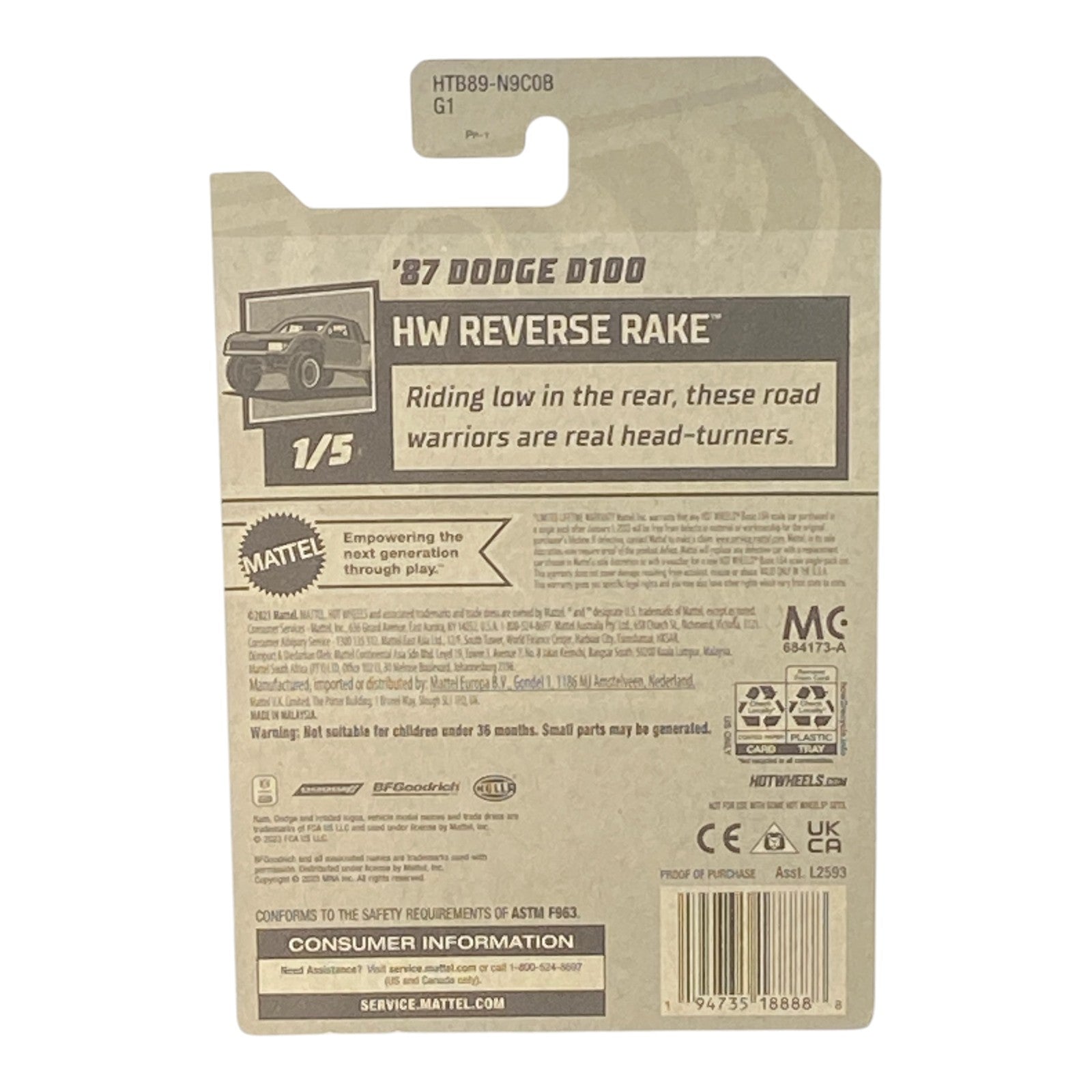 Hot Wheels Dodge D100 - Reverse Rake Series 1/5 Secondary image