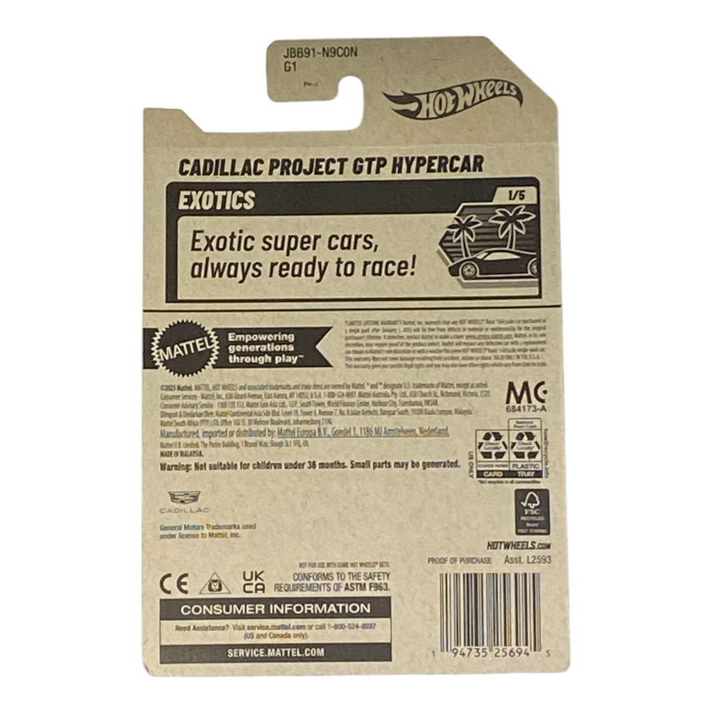 Hot Wheels Cadillac Project GTP Hypercar - Exotics Series 1/5
