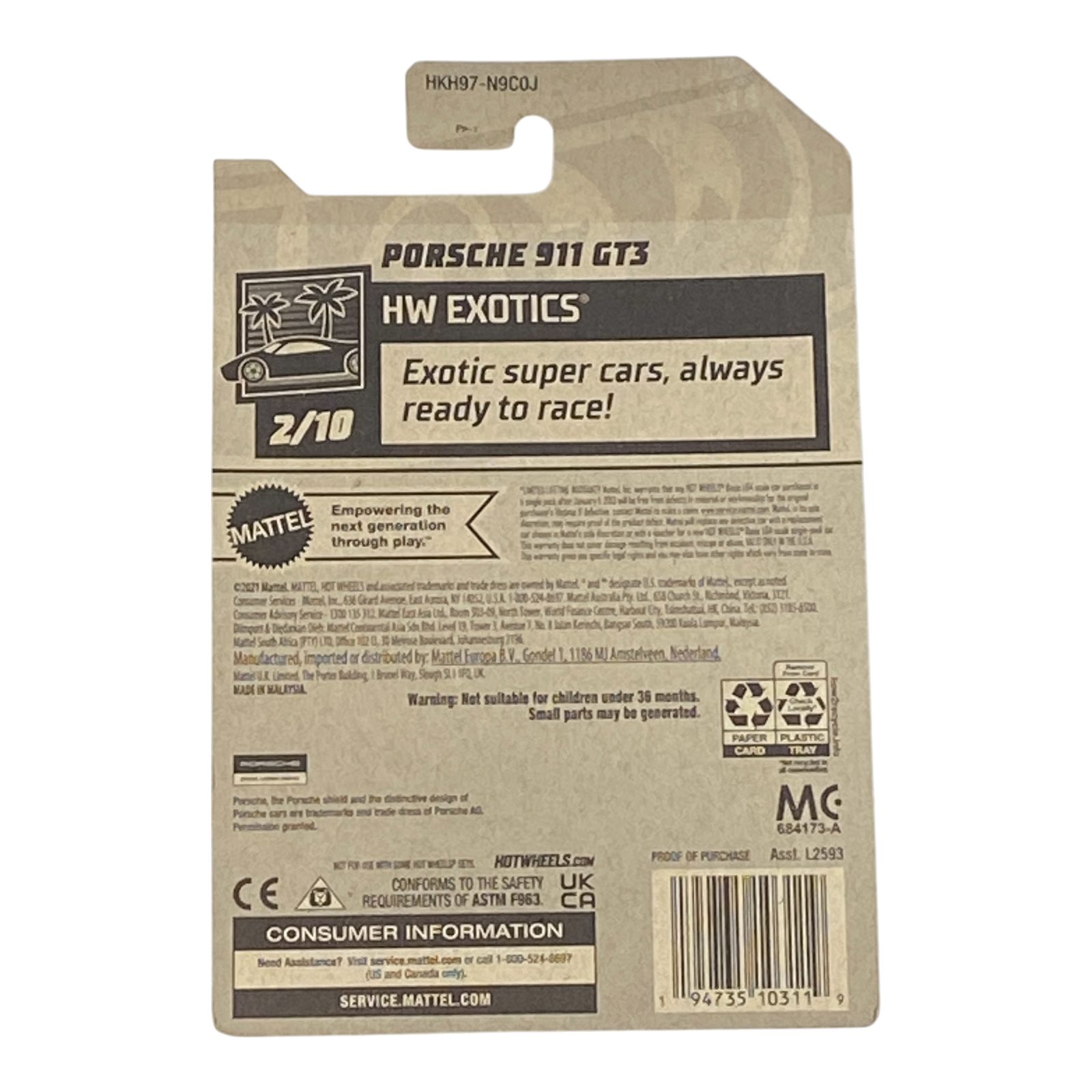 Hot Wheels Porsche 911 GT3 - HW Exotics Series 2/10