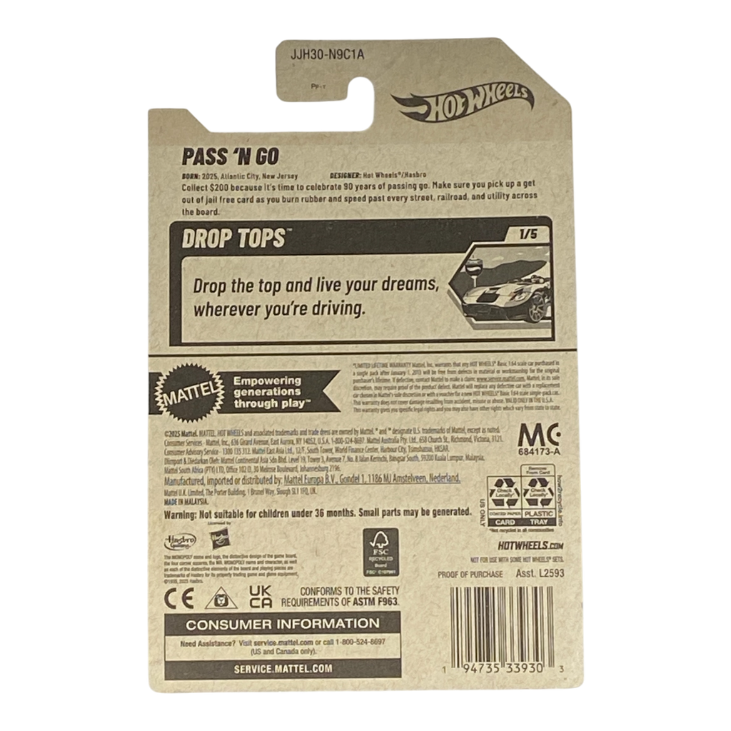 Hot Wheels Pass 'N Go (Monopoly 90 Years) - Drop Tops Series 1/5
