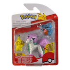 Pokemon Battle Figure Set - Collectible Gible, Pikachu & Galarian Ponyta Figures
