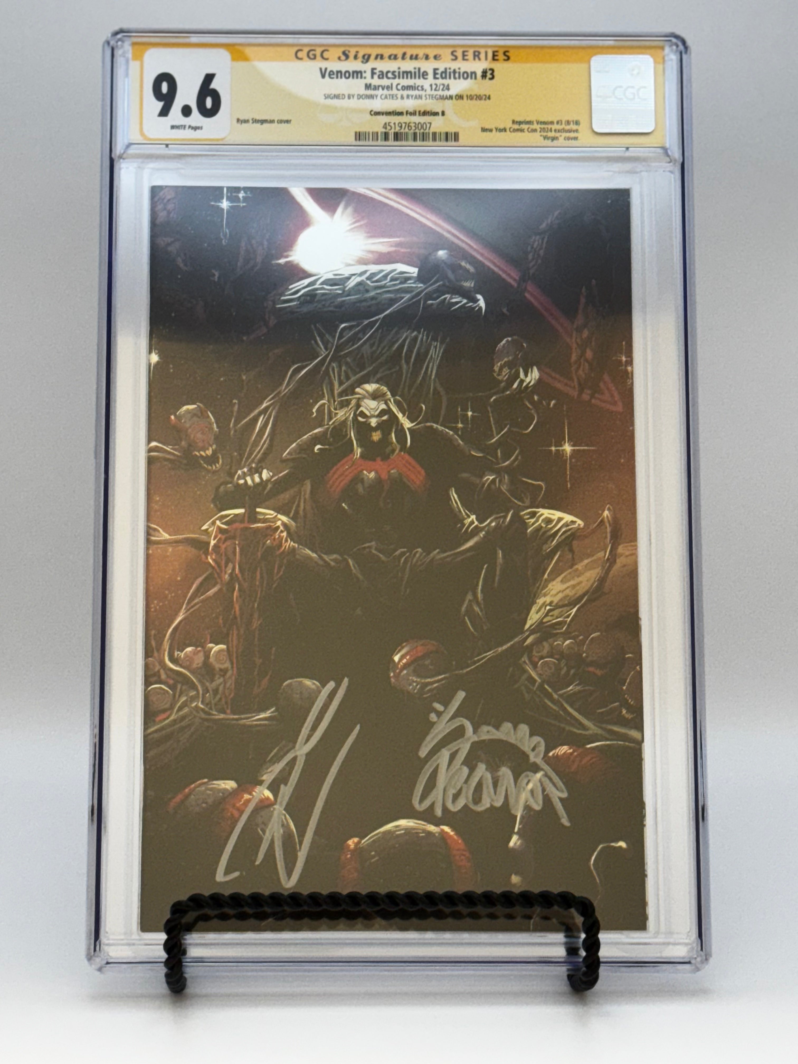 [SIGNED DONNY CATES | RYAN STEGMAN][FOIL] VENOM #3 UNKNOWN COMICS EXCLUSIVE FACSIMILE STEGMAN VIRGIN NYCC VAR [CGC 9.6 YELLOW LABEL][IN STOCK] Main image