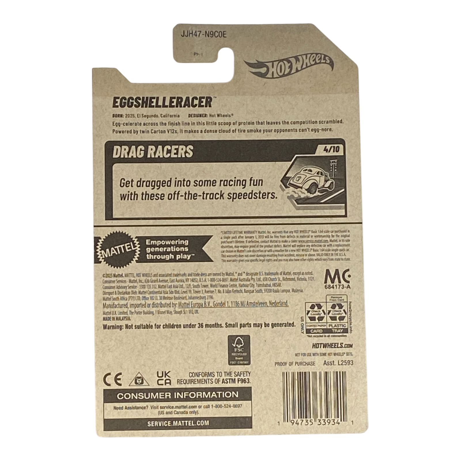Hot Wheels EggShelleRacer - Drag Racers Series 4/10