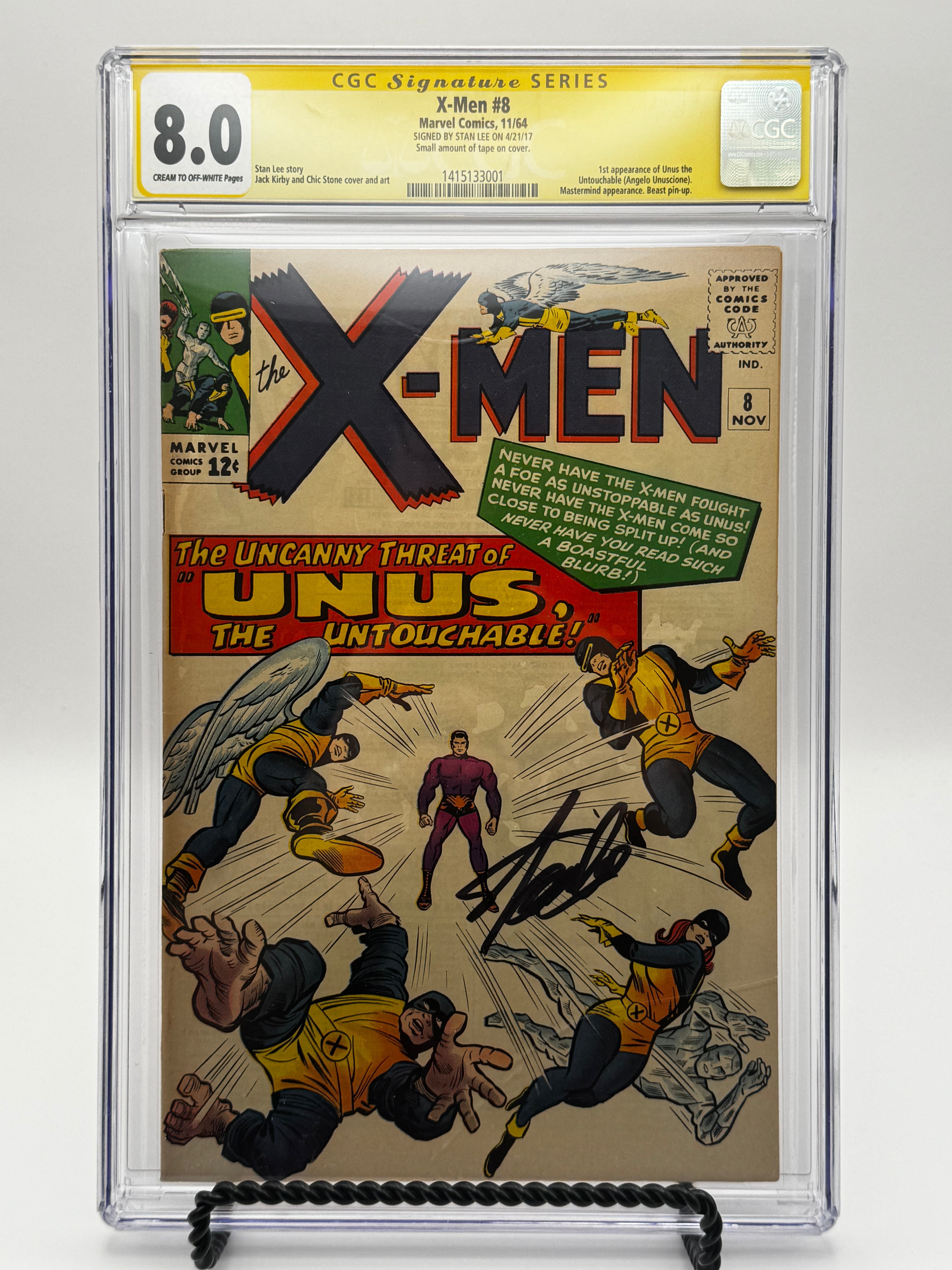 X-Men #8 CGC 8.0 Yellow Label Signed by Stan Lee 1964 [IN STOCK] Main image