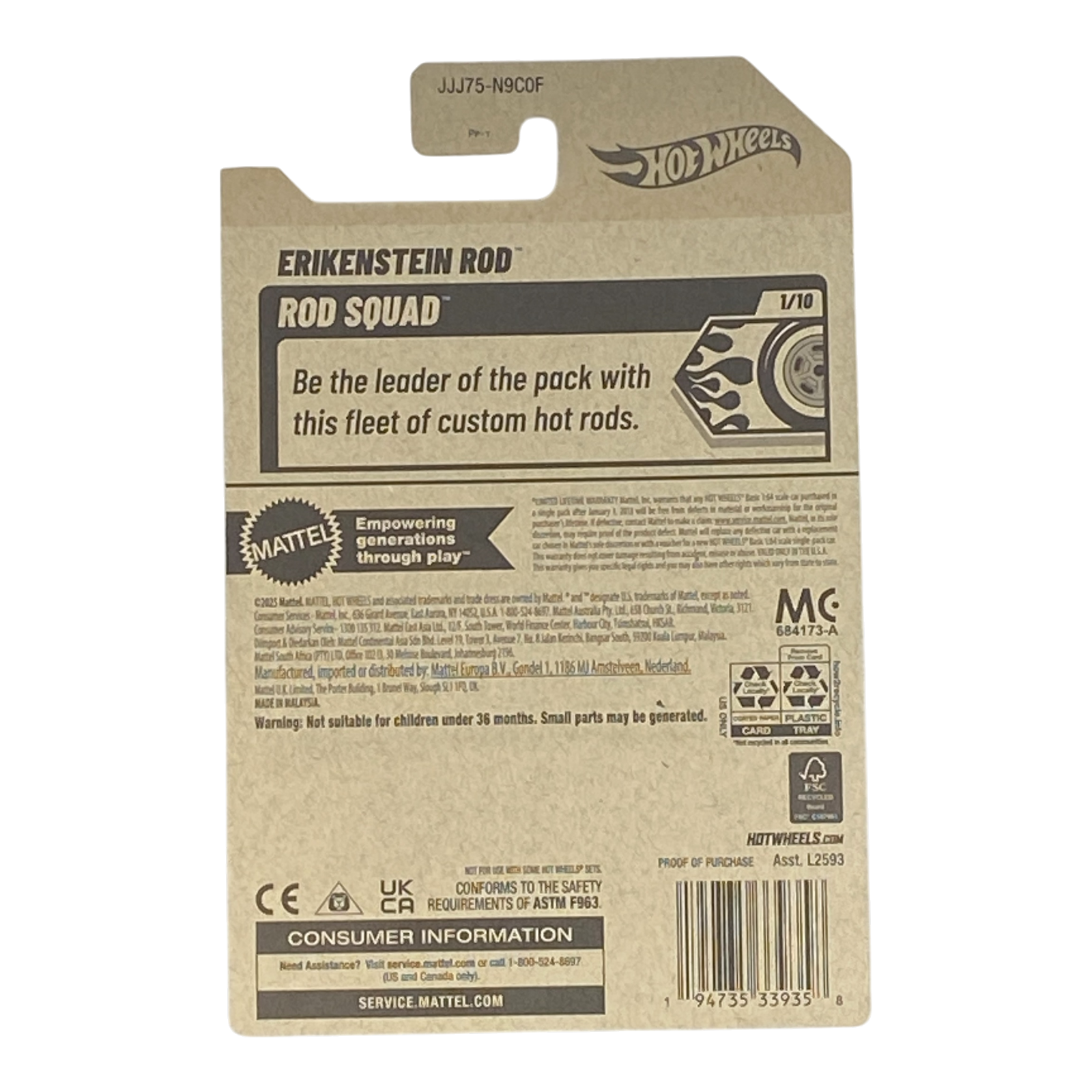 Hot Wheels Erikenstein Rod - Rod Squad Series 1/10