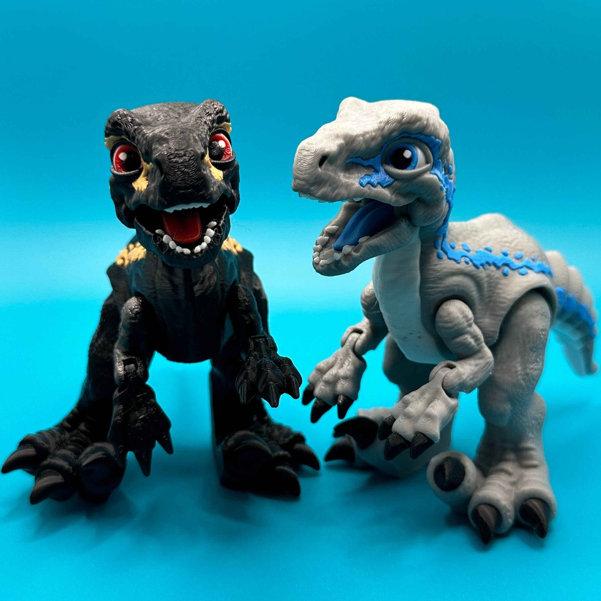 Articulated Velociraptor Dinosaur 3D Printed Toy | Stlflix | Blue | Raptor