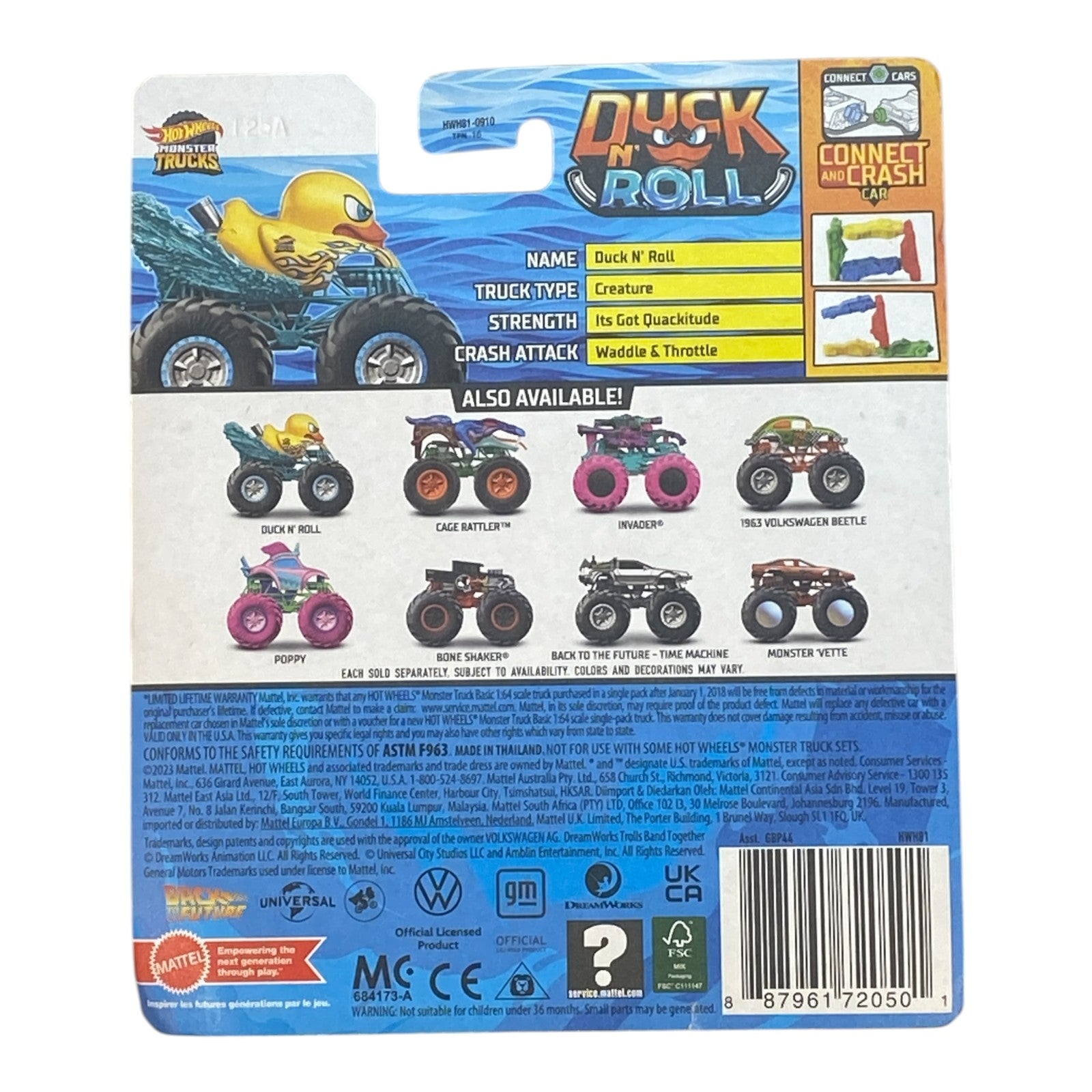 Hot Wheels Duck N' Roll -Monster Trucks 1:64 Scale -