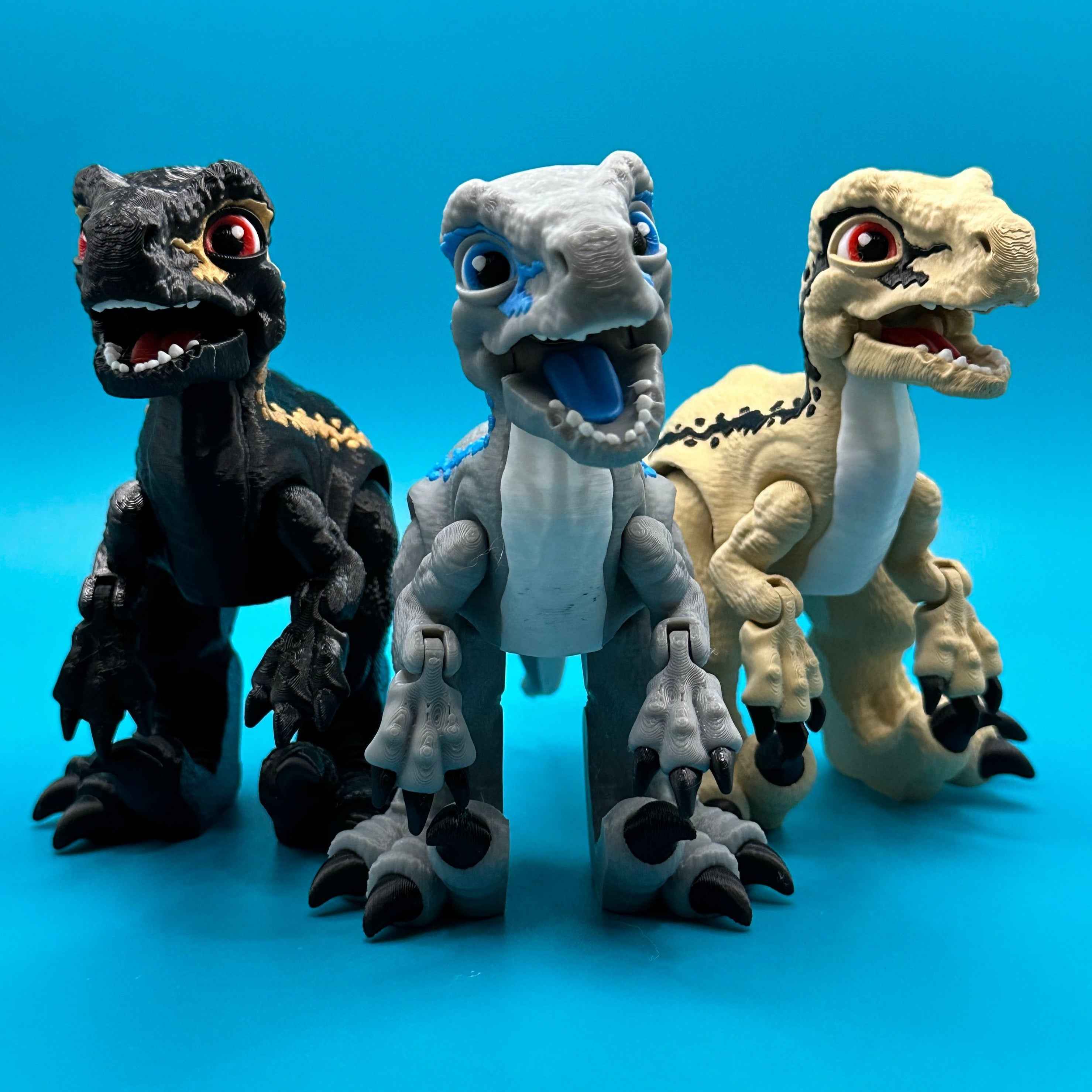Articulated Velociraptor Dinosaur 3D Printed Toy | Stlflix | Blue | Raptor Main image