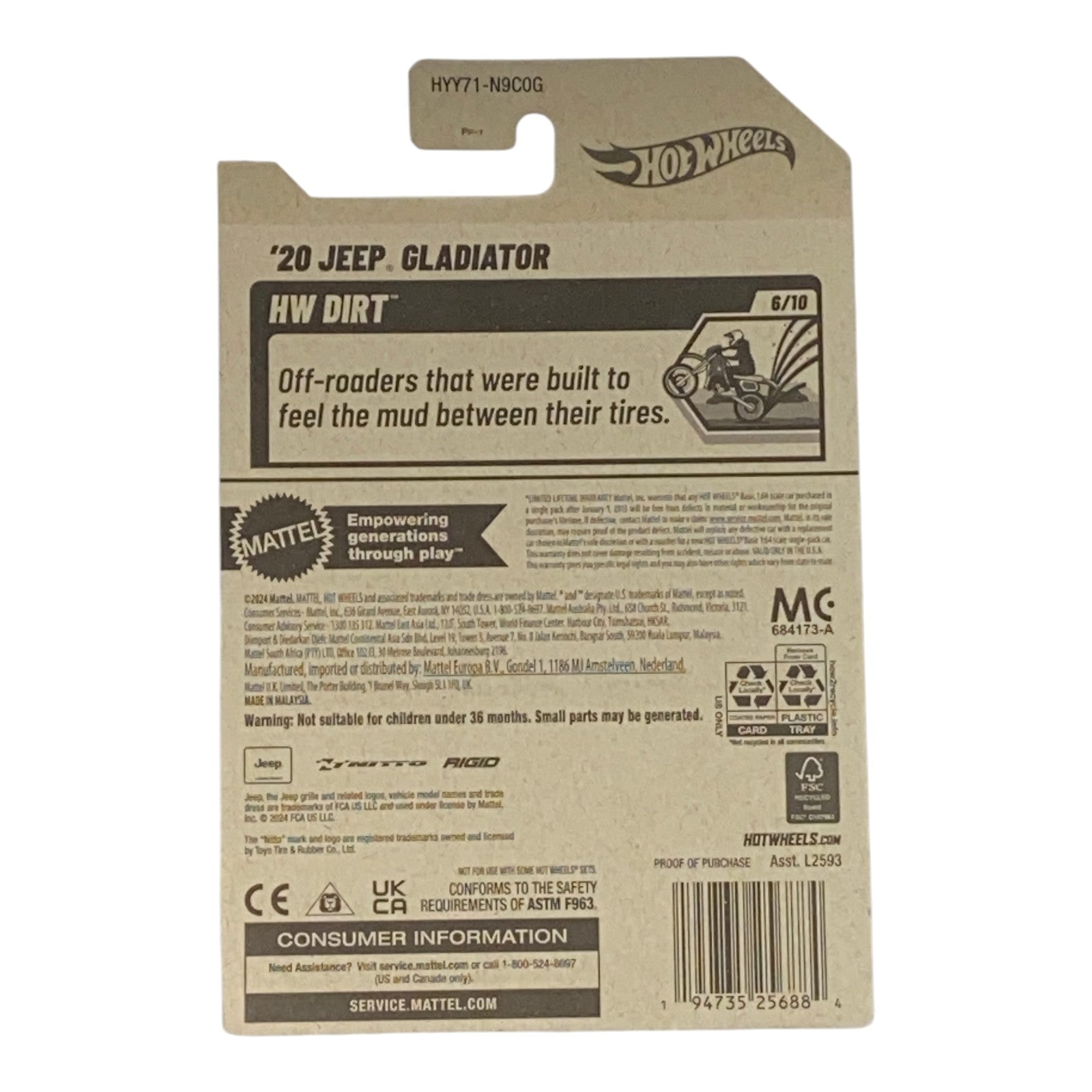 Hot Wheels '20 Jeep Gladiator - HW Dirt Series 6/10 - Collectors World Toys