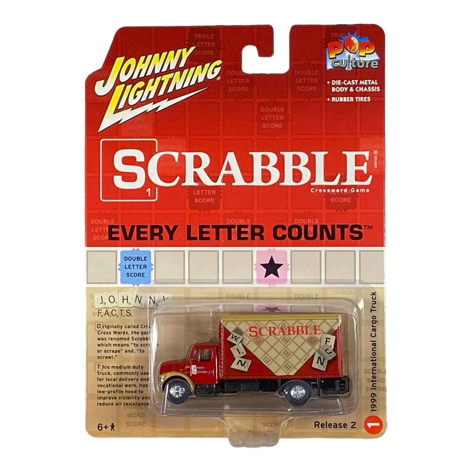 Johnny Lightning 1999 International Cargo Truck - Pop Culture Series - Scrabble - Collectors World Toys