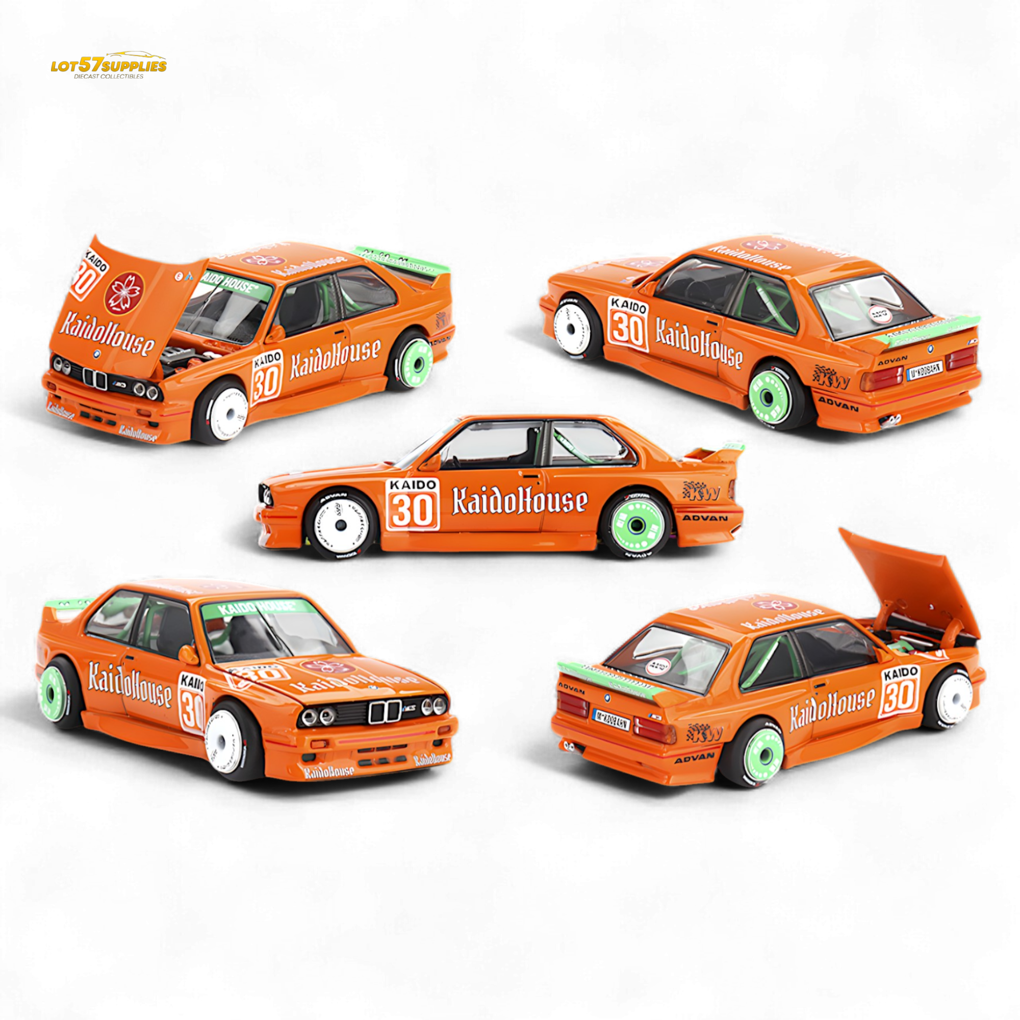 Mini GT x Kaido House BMW M3 E30 KaidoHaus Orange V1 1:64 KHMG177 Main image