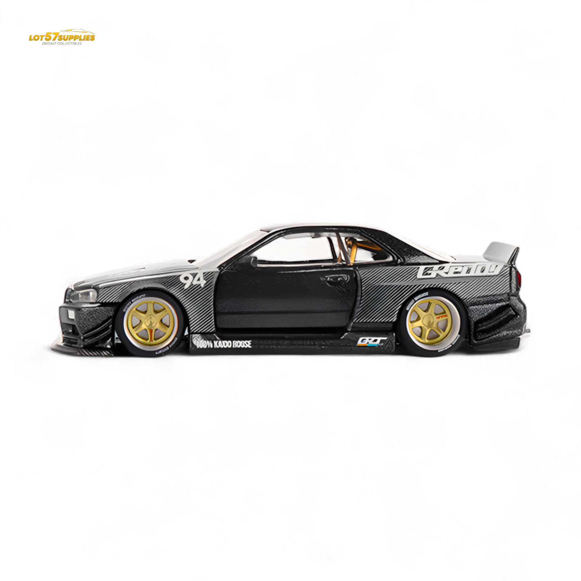 (Pre-Order) Kaido House x Mini GT Nissan Skyline GT-R (R34) Kaido Works GReddy V2 - Black w/ Carbon 1:64 - Collectors World Toys