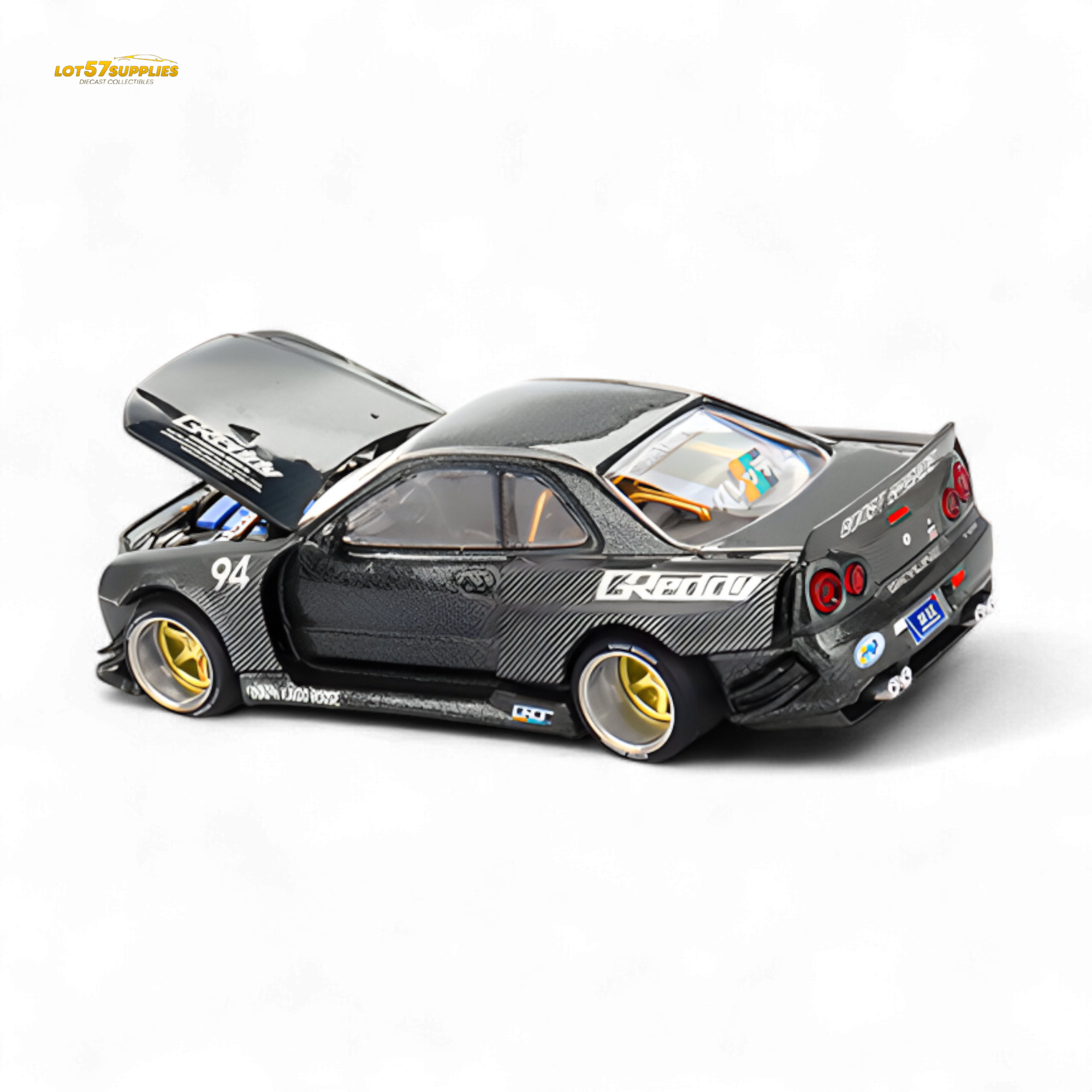 (Pre-Order) Kaido House x Mini GT Nissan Skyline GT-R (R34) Kaido Works GReddy V2 - Black w/ Carbon 1:64 - Collectors World Toys