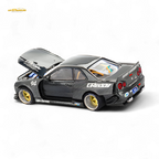 (Pre-Order) Kaido House x Mini GT Nissan Skyline GT-R (R34) Kaido Works GReddy V2 - Black w/ Carbon 1:64