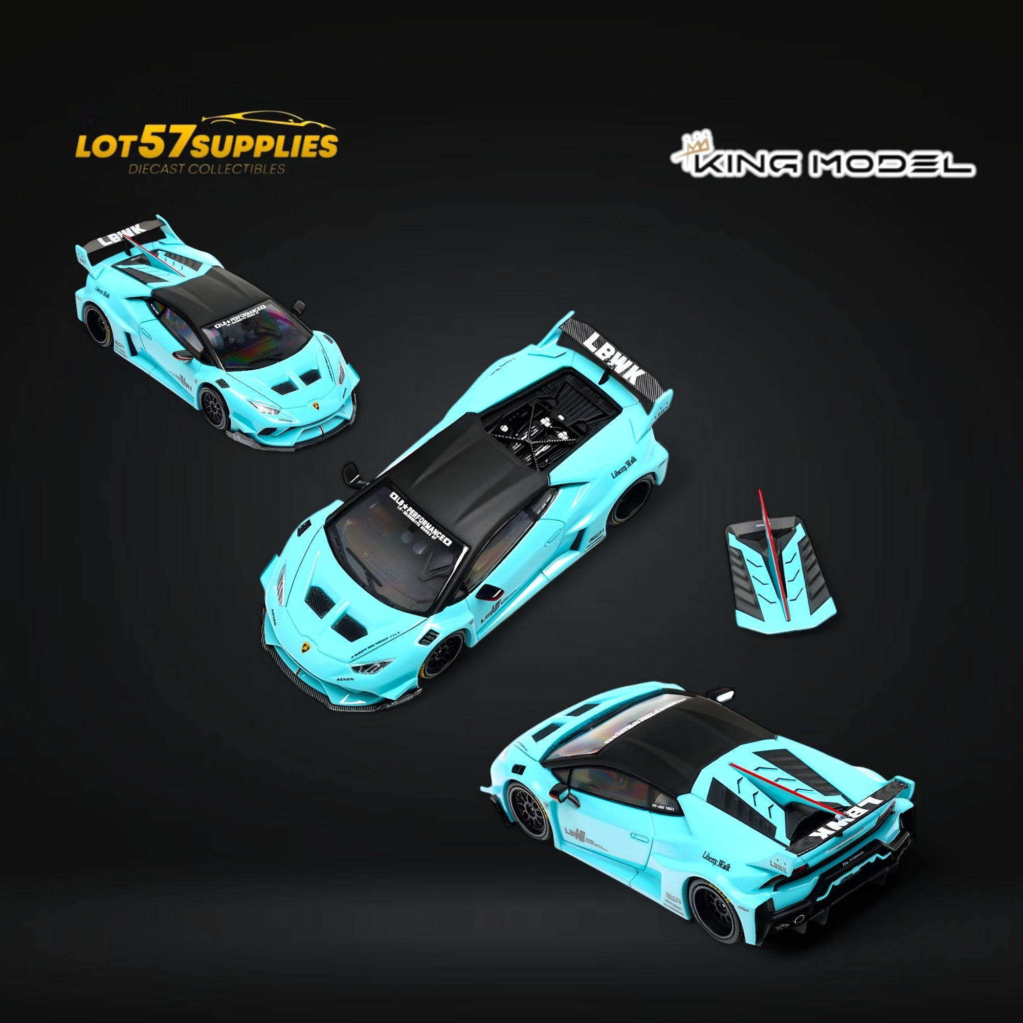 (Pre-Order) King Model LBWK Huracan - Metallic Tiffany Blue 1:64 Main image
