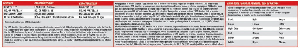 1:300 USS Nautilus Nuclear-Powered Submarine (SSN-571) (STEM Science, Technology, Engineering and Mathematics) Plastic Model Kit