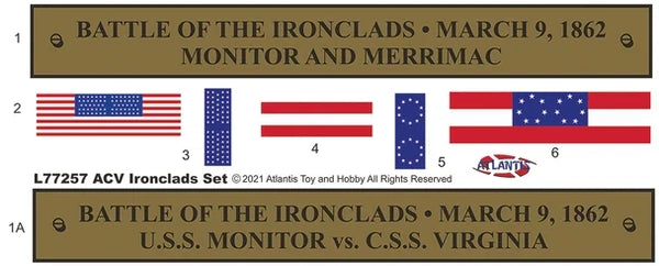 Civil War Battle of the Ironclads (March 9, 1862) - Monitor & Merrimack Diorama Set Plastic Model Kit