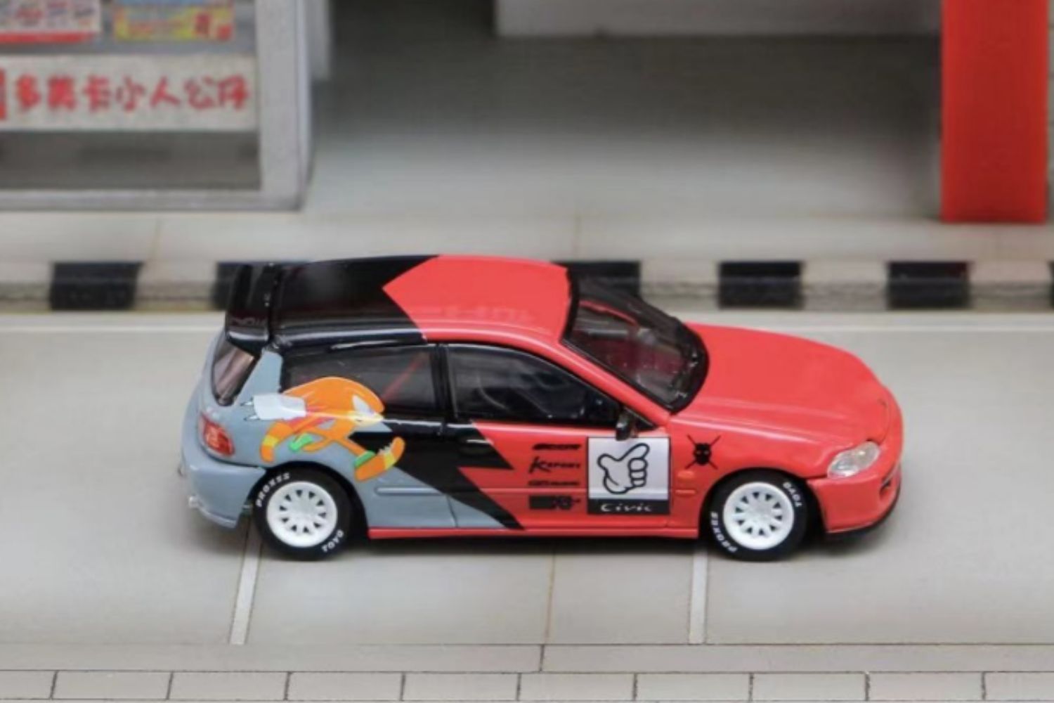 Street Weapon Honda Civic EG6 "KNUCKLES" Sonic livery 1:64 - Collectors World Toys