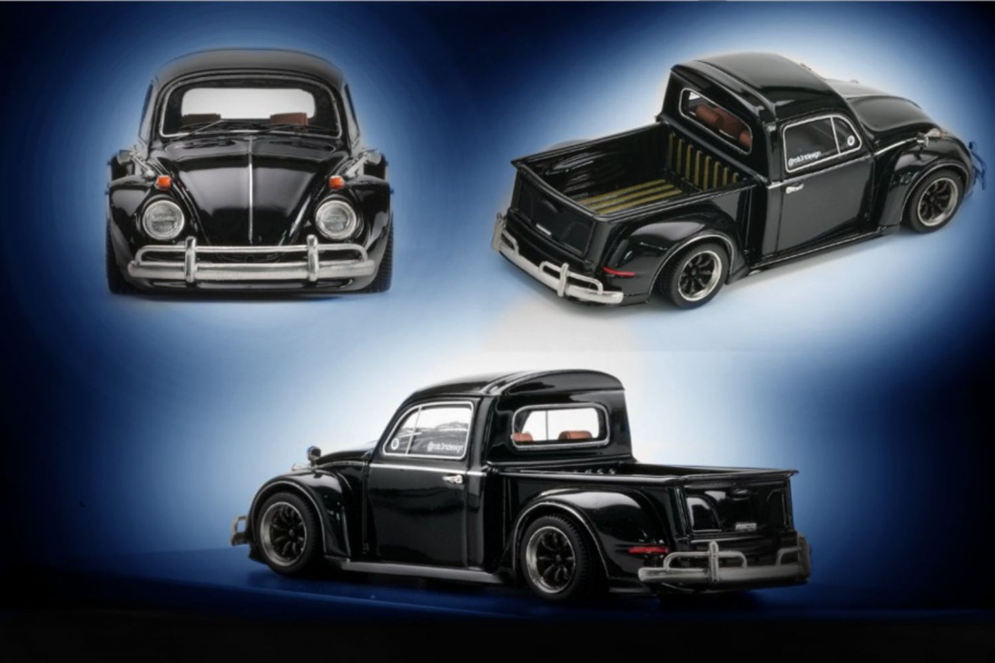 YM Model X Robert Design Volkswagen Beetle Pickup Truck FUSCUP in Black 1:64 Limited to 499 Pcs