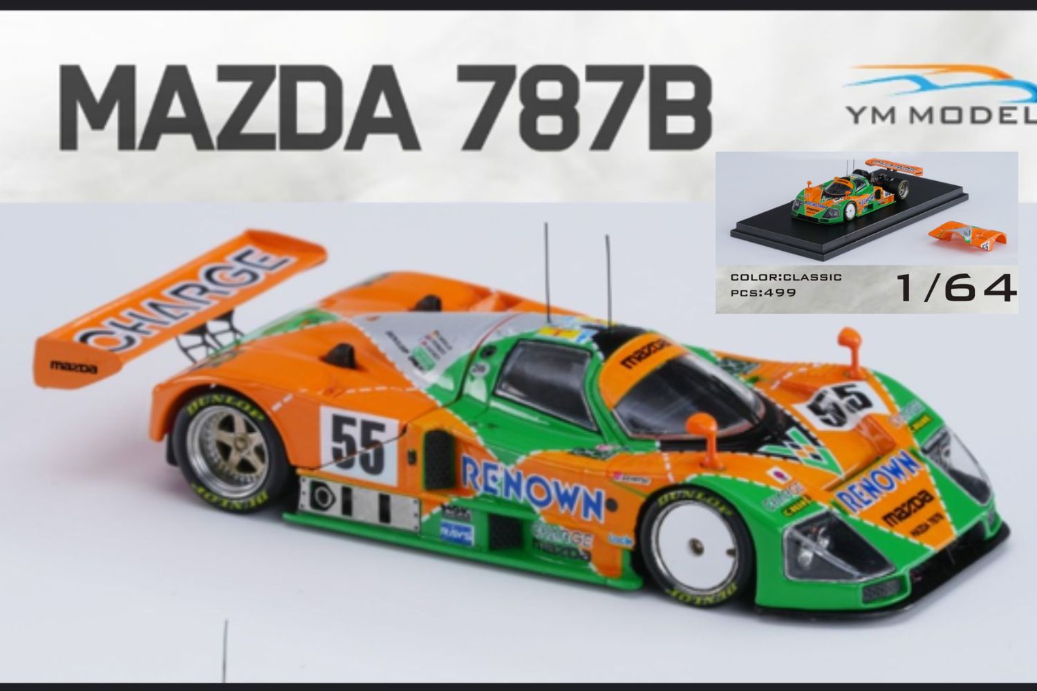 (Pre-Order) YM Model Mazda 787b #55 Le Mans Championship 1991 Winner Limited to 499 Pcs 1:64 Main image
