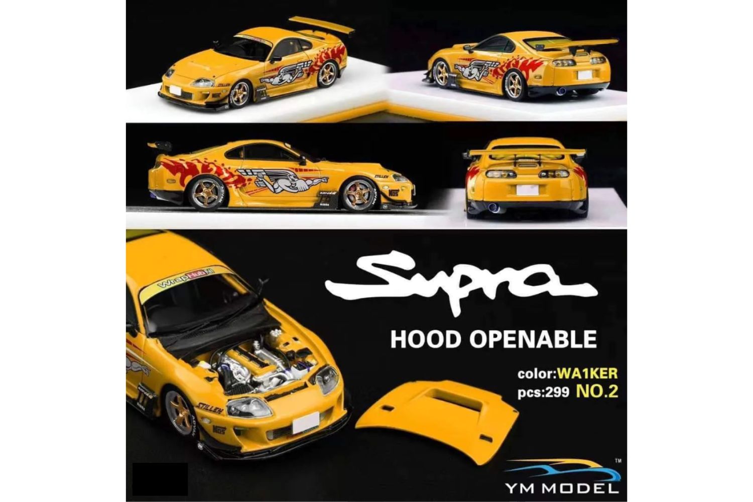 YM Model Toyota Supra JZA80 Paul Walker Need For Speed Tribute 299 Pcs V2 1:64 - Collectors World Toys