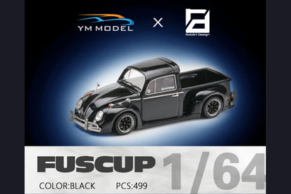 YM Model X Robert Design Volkswagen Beetle Pickup Truck FUSCUP in Black 1:64 Limited to 499 Pcs